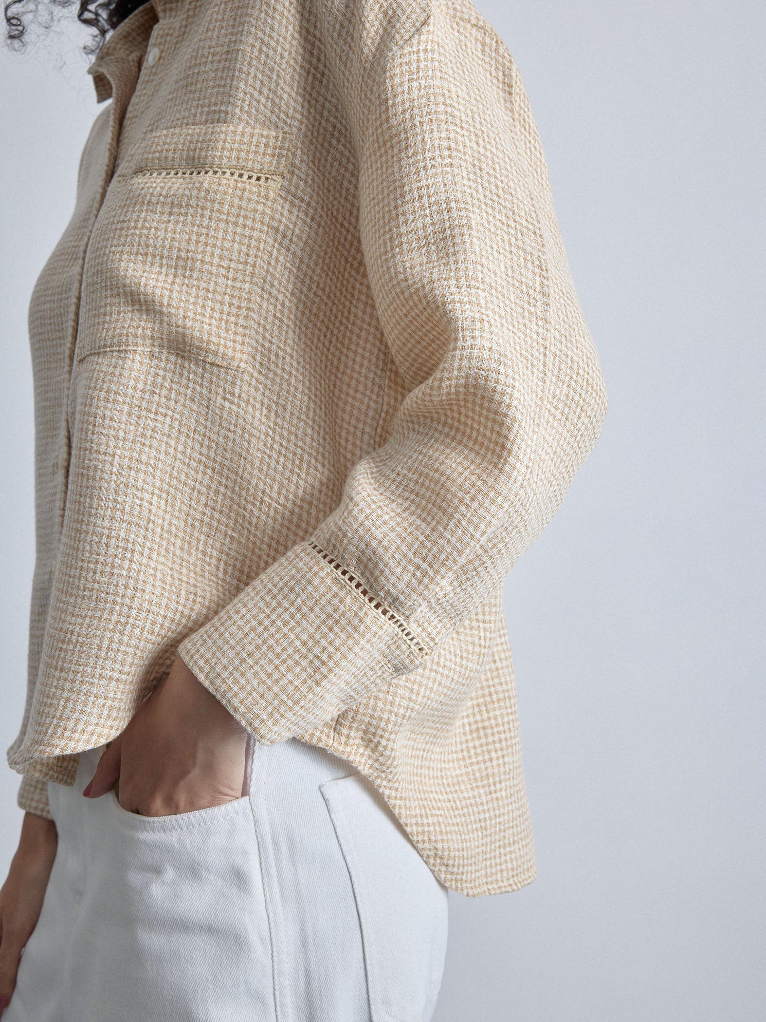 Beige Jute Lace Detail Shirt