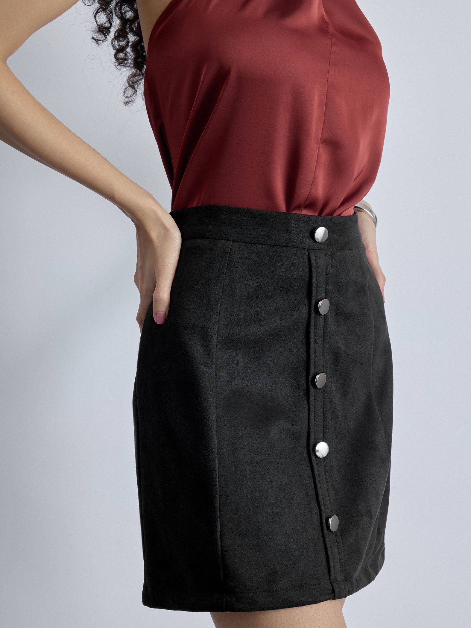 Black Suede Mini Skirt