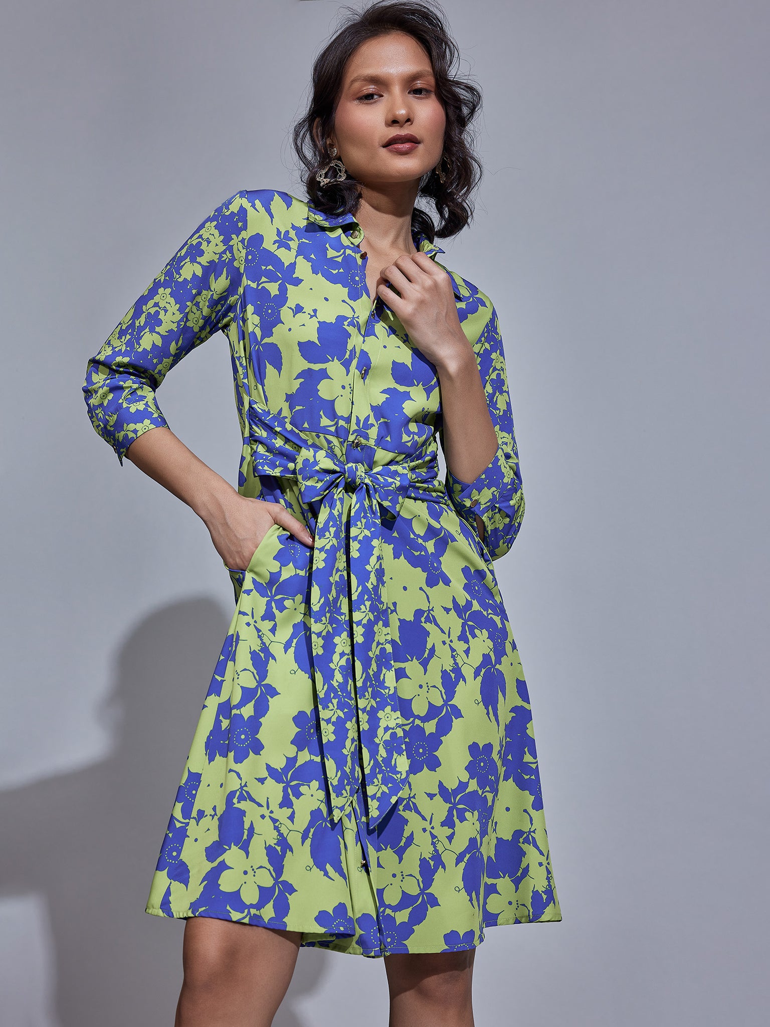 Blue & Pear Floral Print Shirt Dress
Blue & Pear Floral Print Shirt Dress