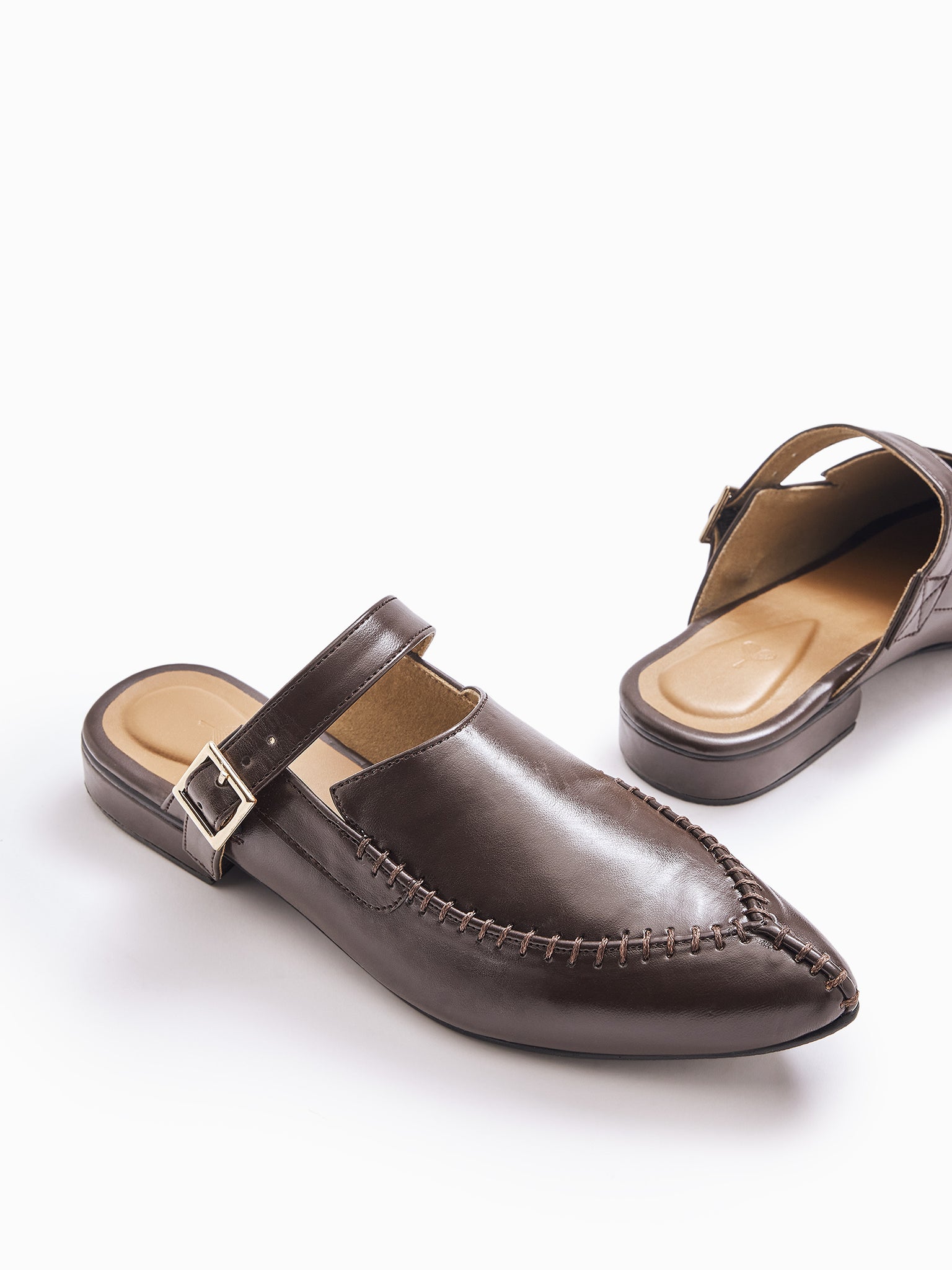 Chocolate Buckle Strap Mules
Chocolate Buckle Strap Mules