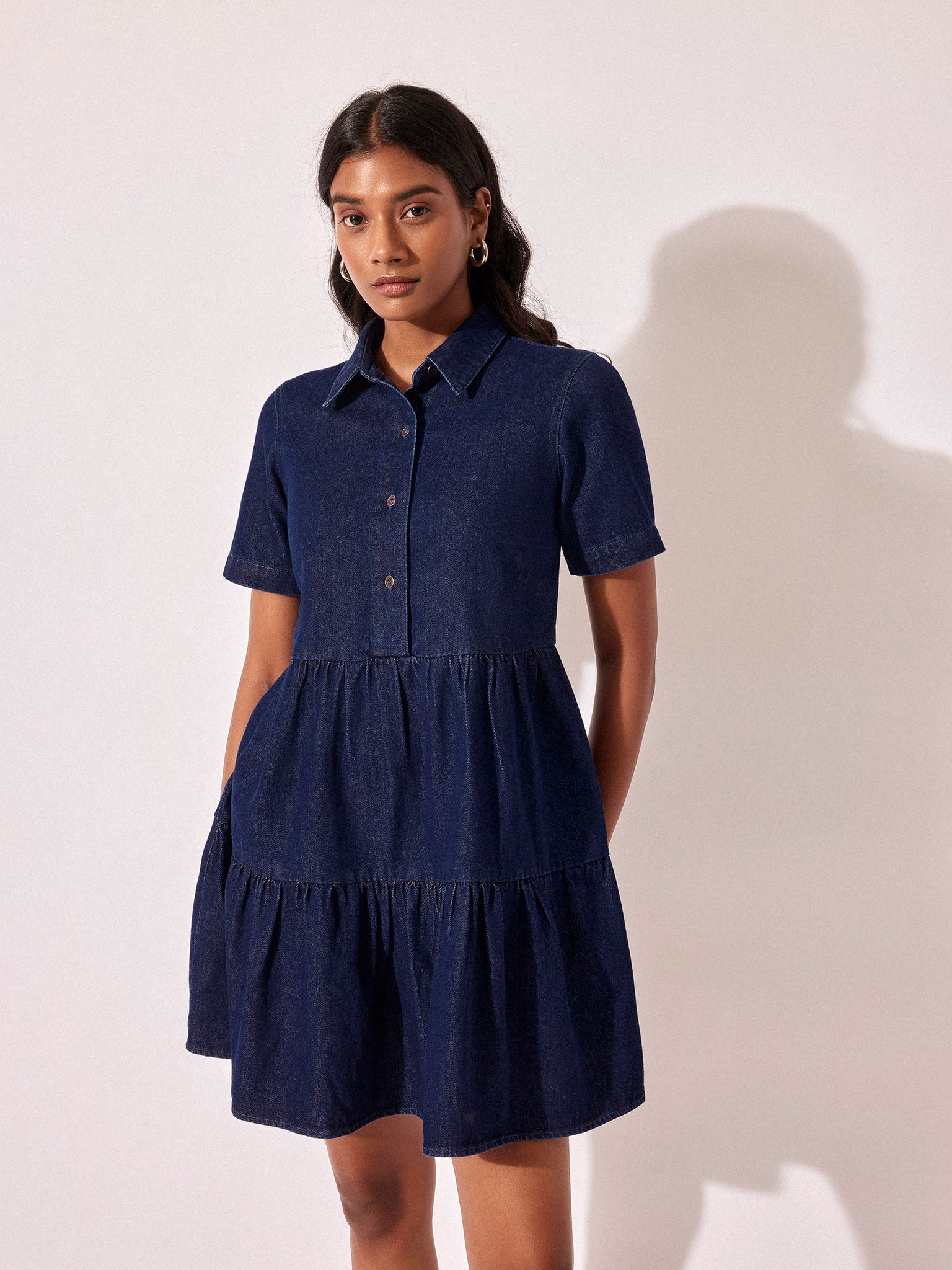 Denim Collared Mini Dress
Denim Collared Mini Dress