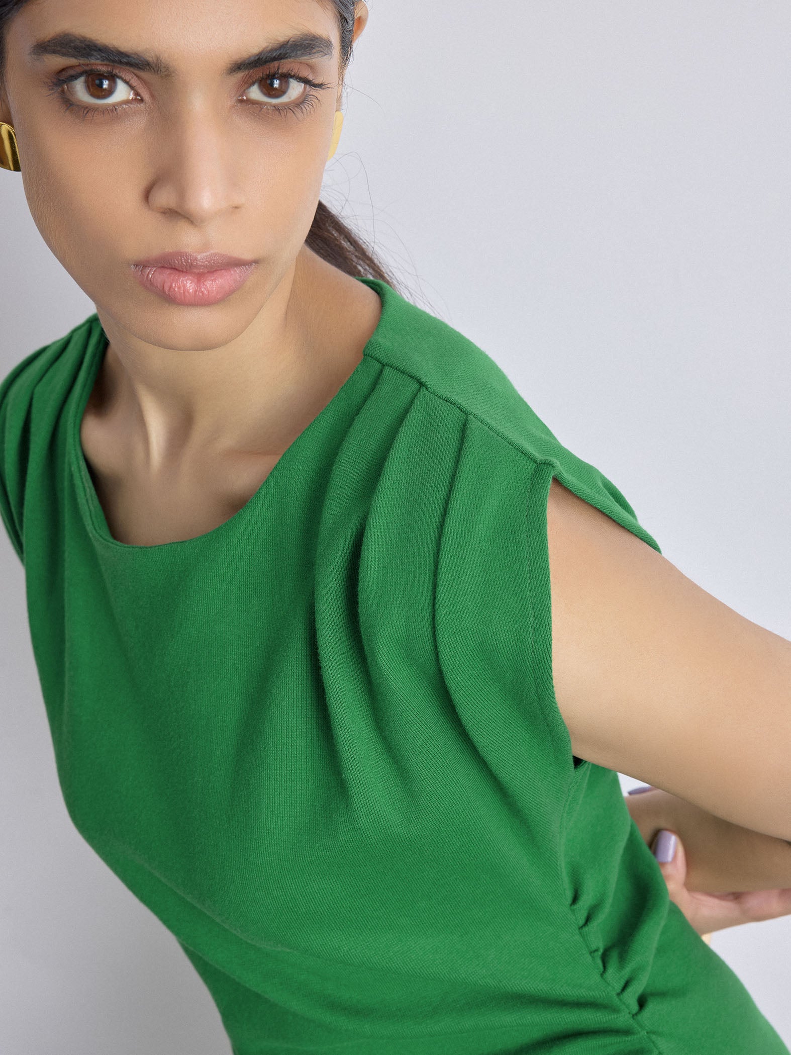 Emerald Knit Ruched Dress