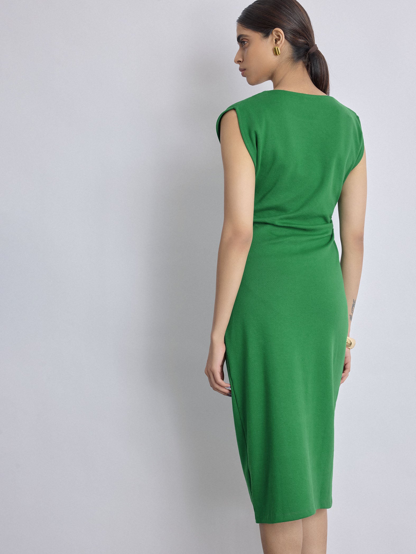 Emerald Knit Ruched Dress
