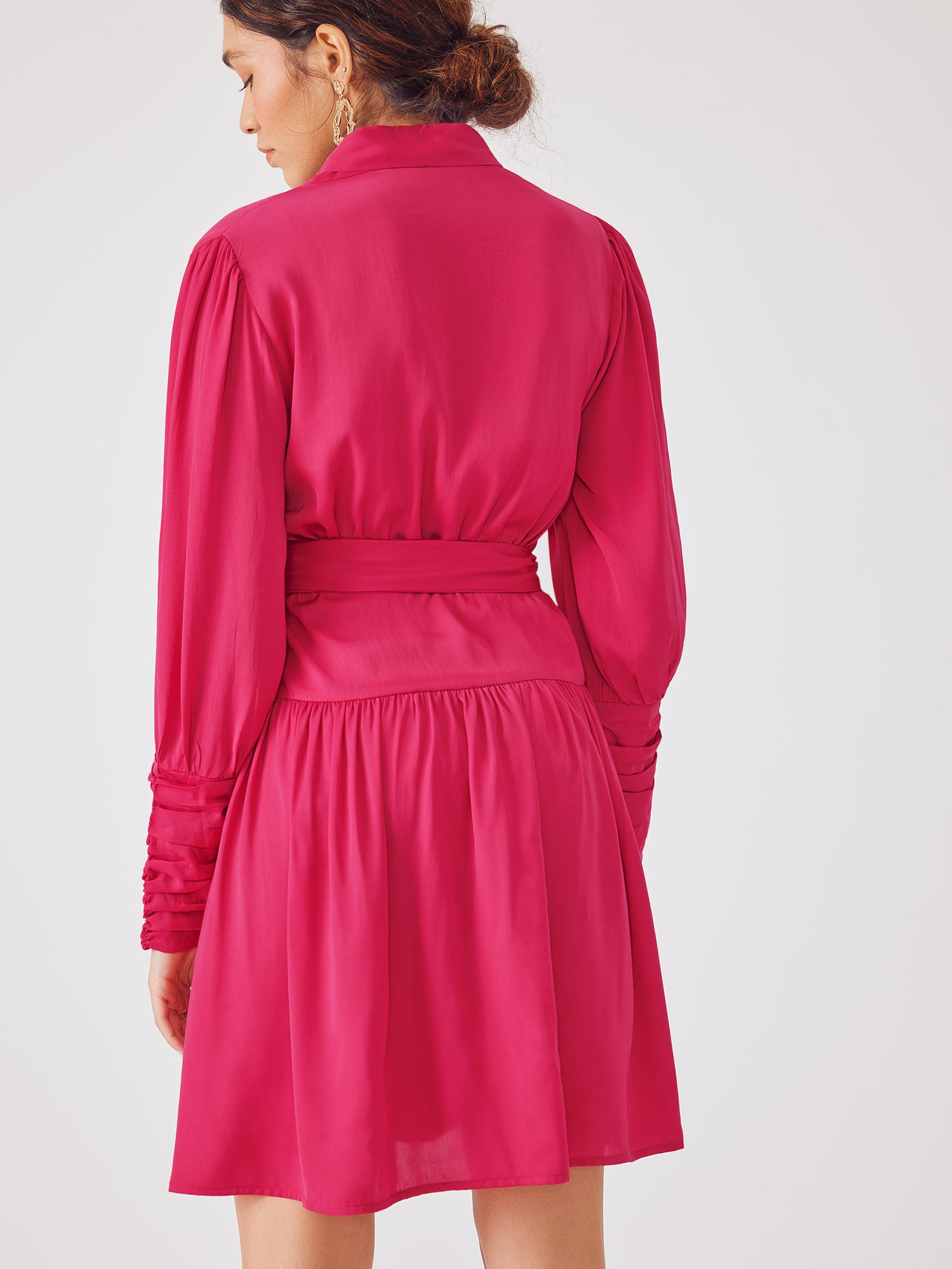 Hot Pink Shawl Collar Dress