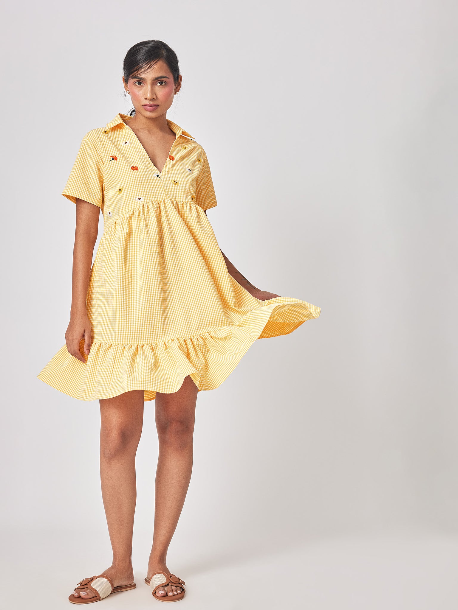 Lemon Gingham Embroidered Dress
Lemon Gingham Embroidered Dress