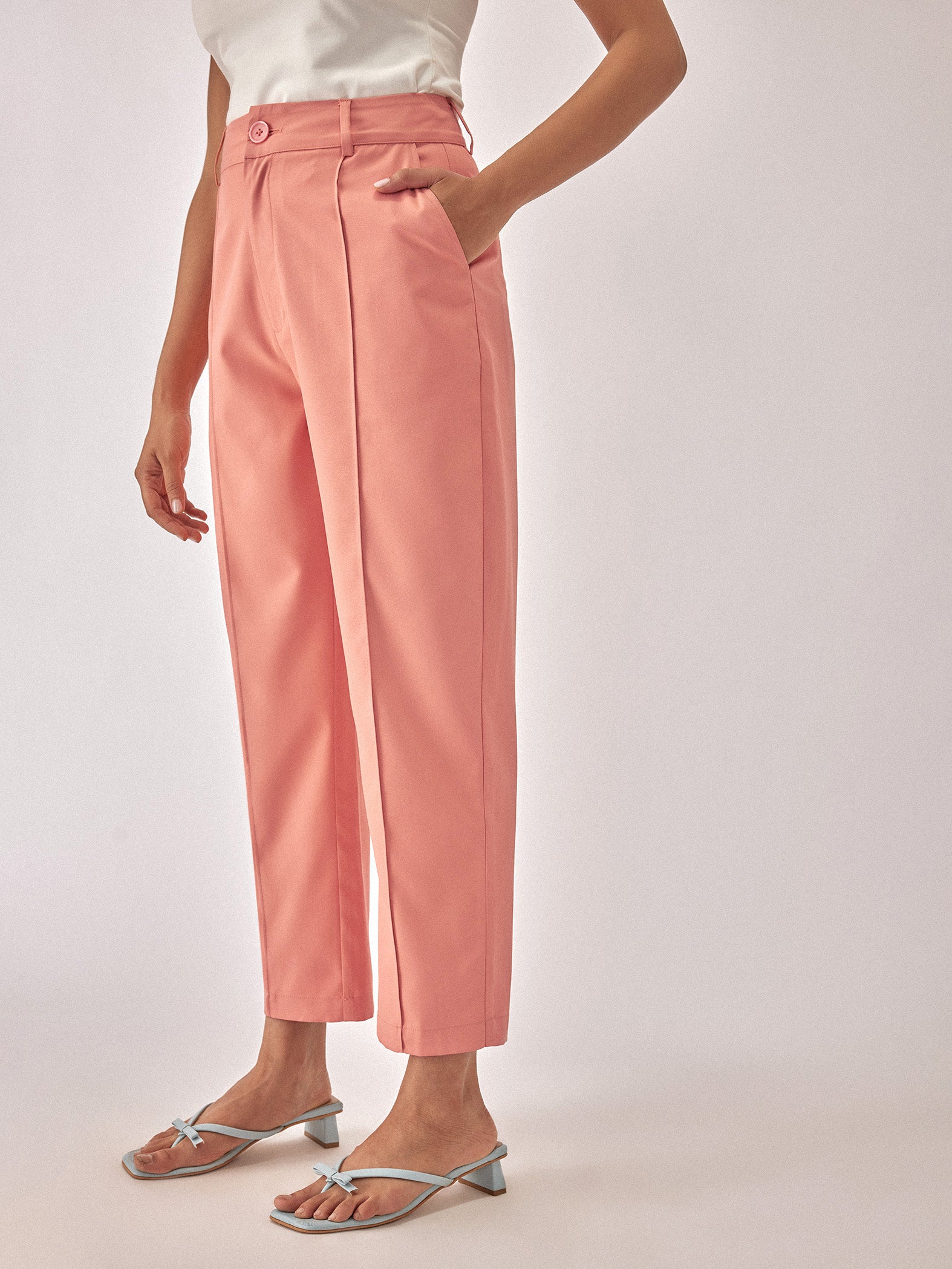 Light Coral Ankle Trousers