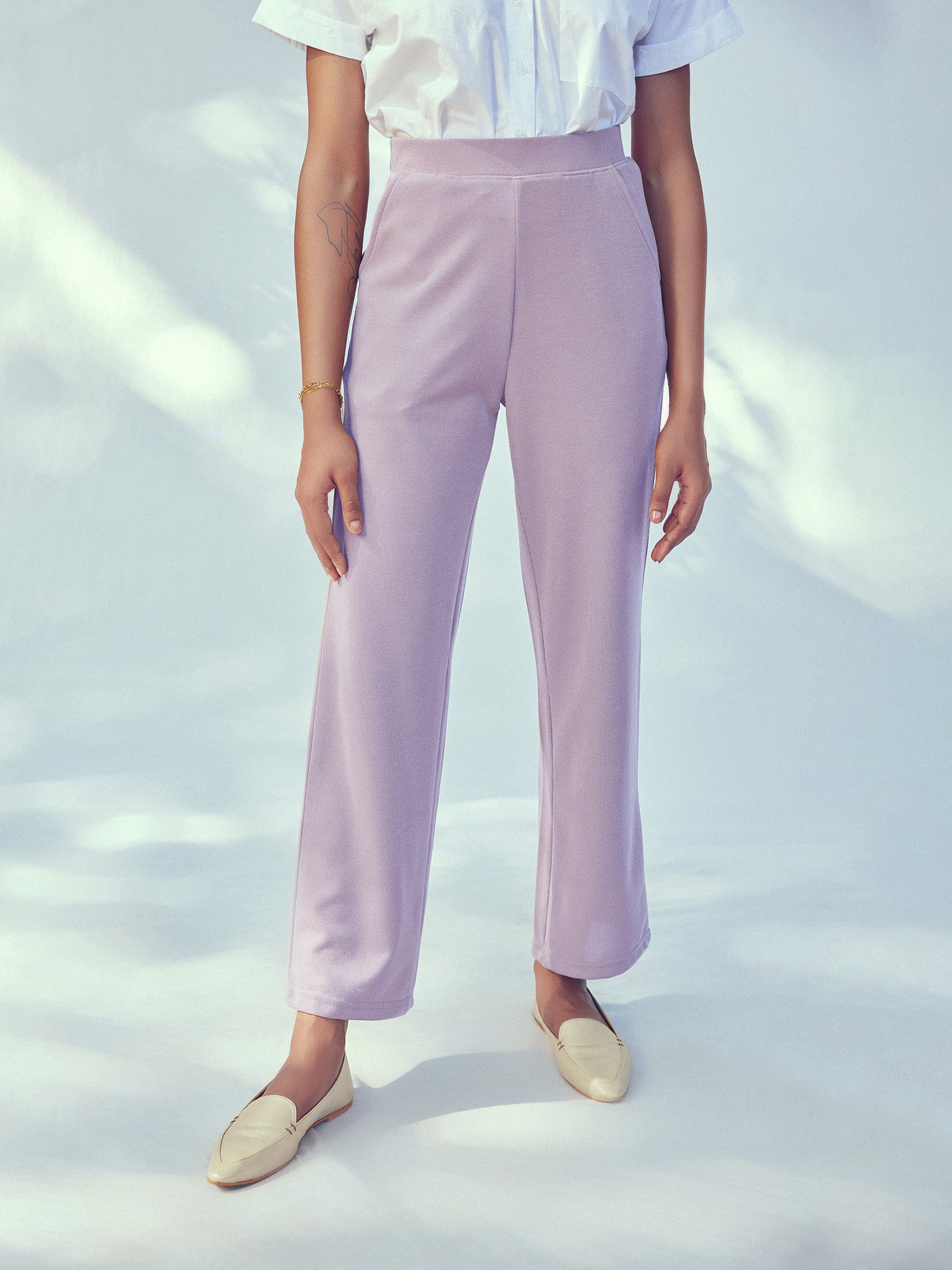 Lilac Knit High Waisted Pants
