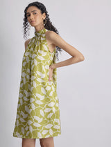 Lime Printed Halter Dress