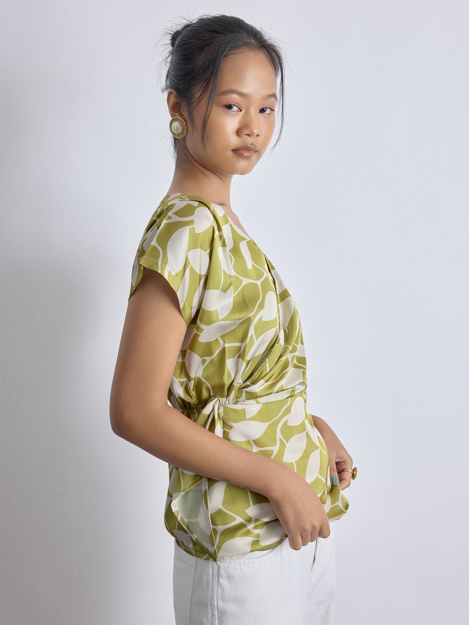 Lime Printed Wrap Top