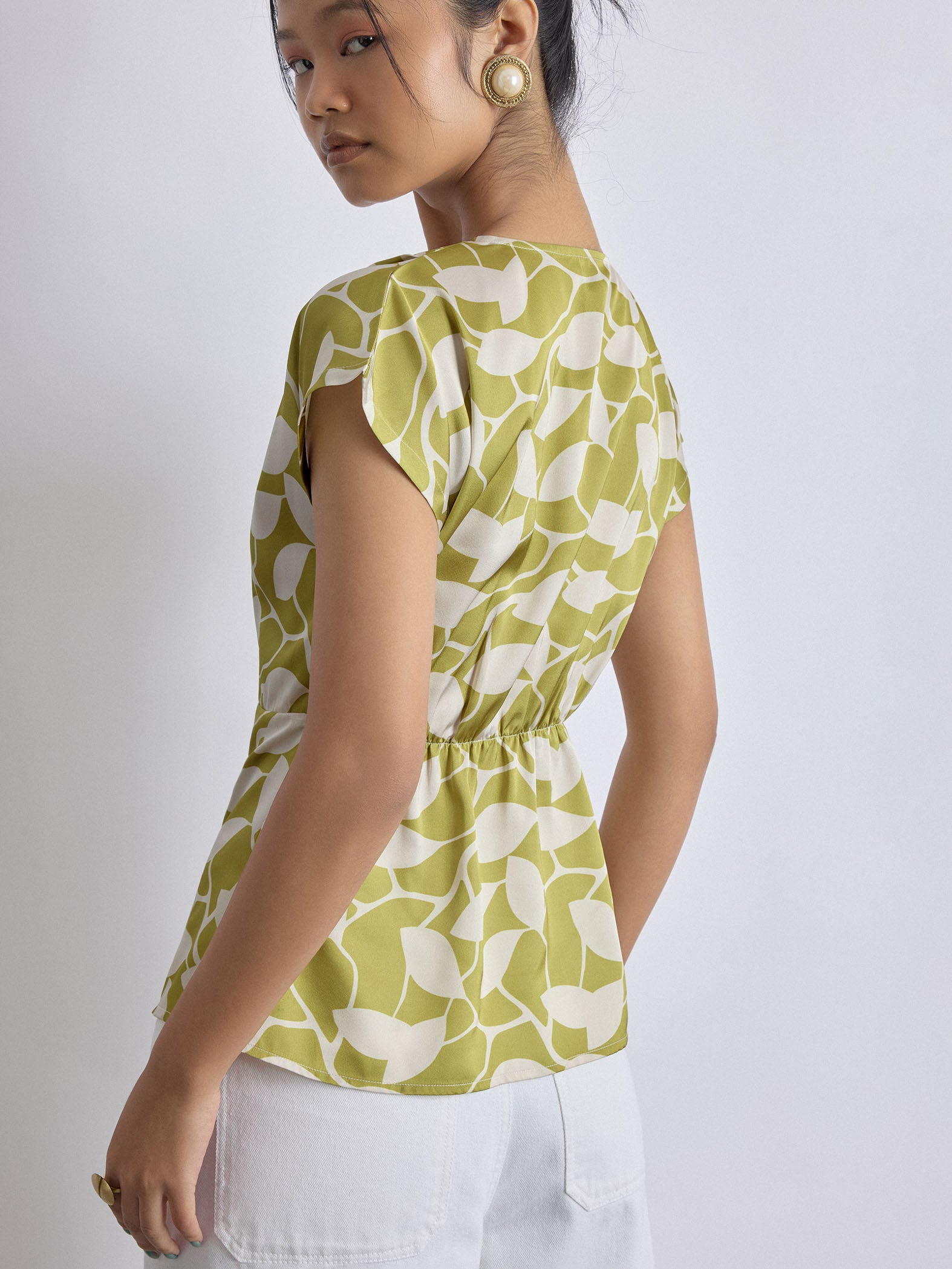 Lime Printed Wrap Top