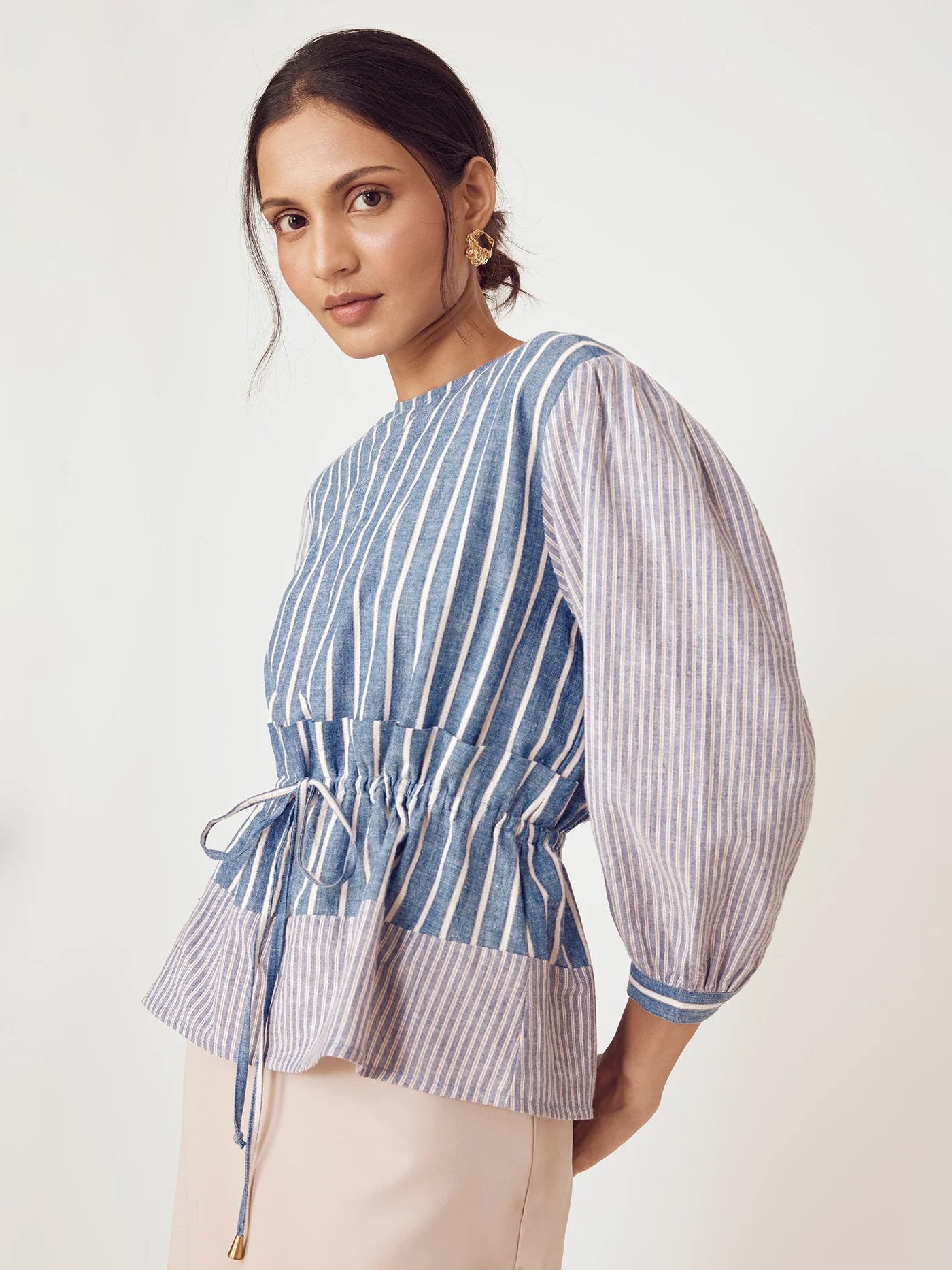 Multistripe Cotton Peplum Top
Multistripe Cotton Peplum Top