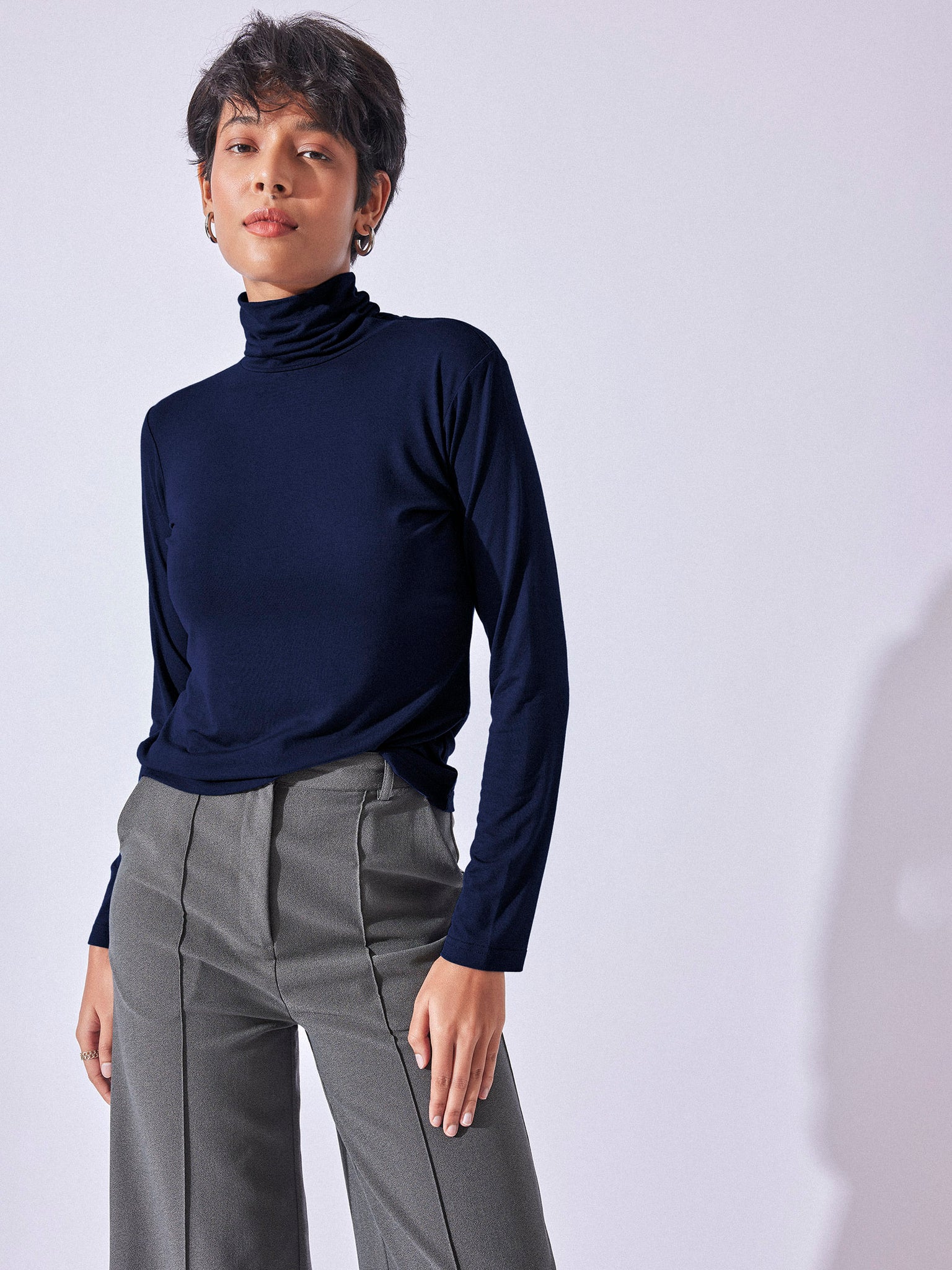 Navy Turtle Neck Top
Navy Turtle Neck Top