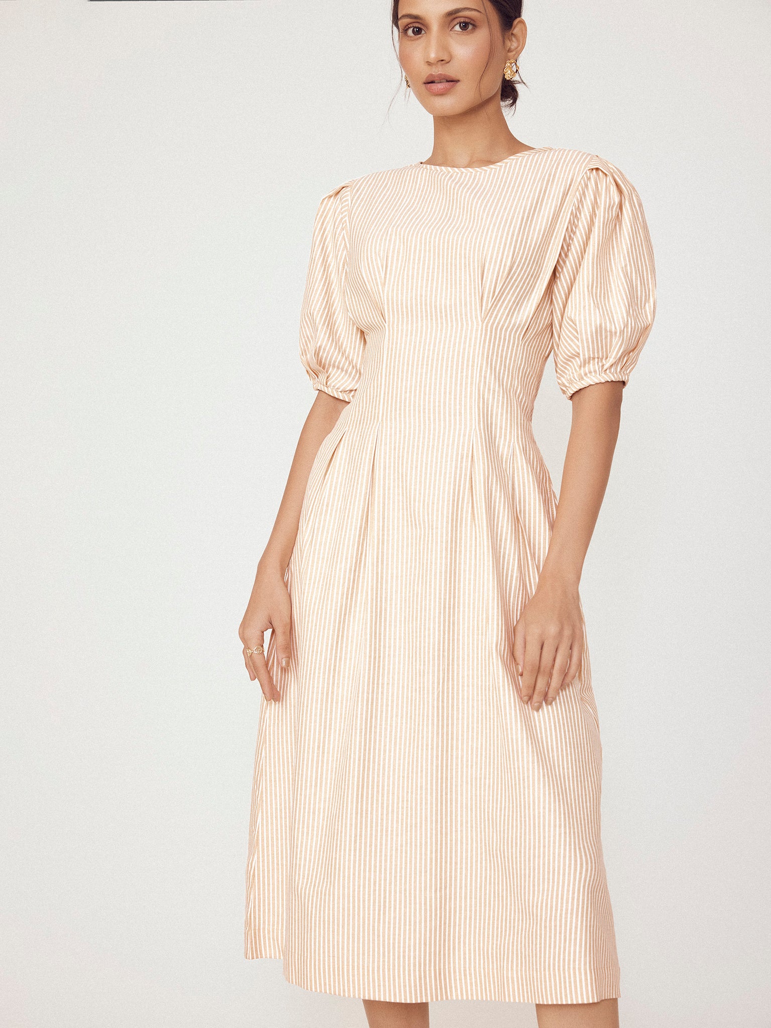Ochre Striped Puff Sleeve Dress
Ochre Striped Puff Sleeve Dress