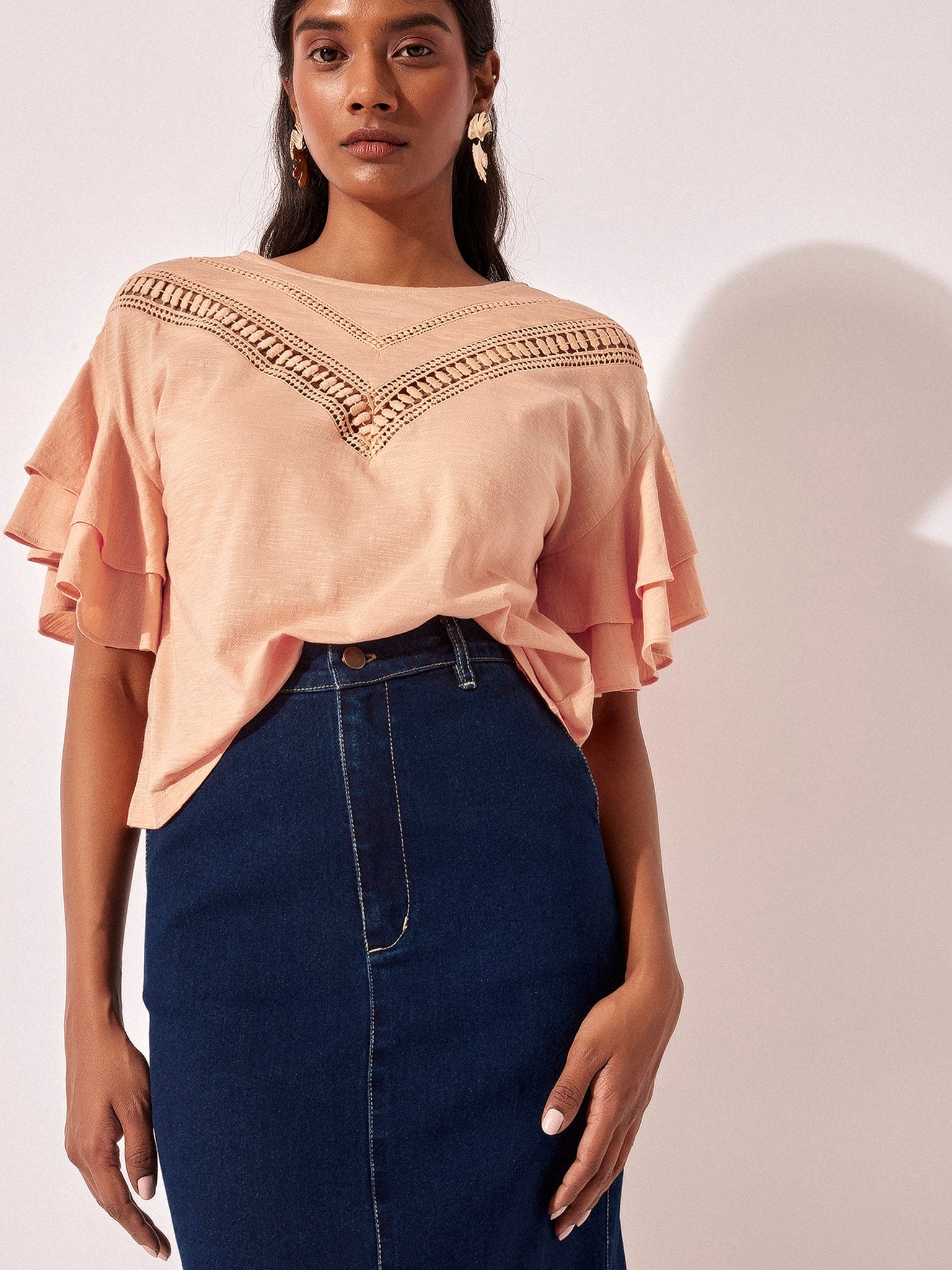 Peach Lace Insert Top
Peach Lace Insert Top