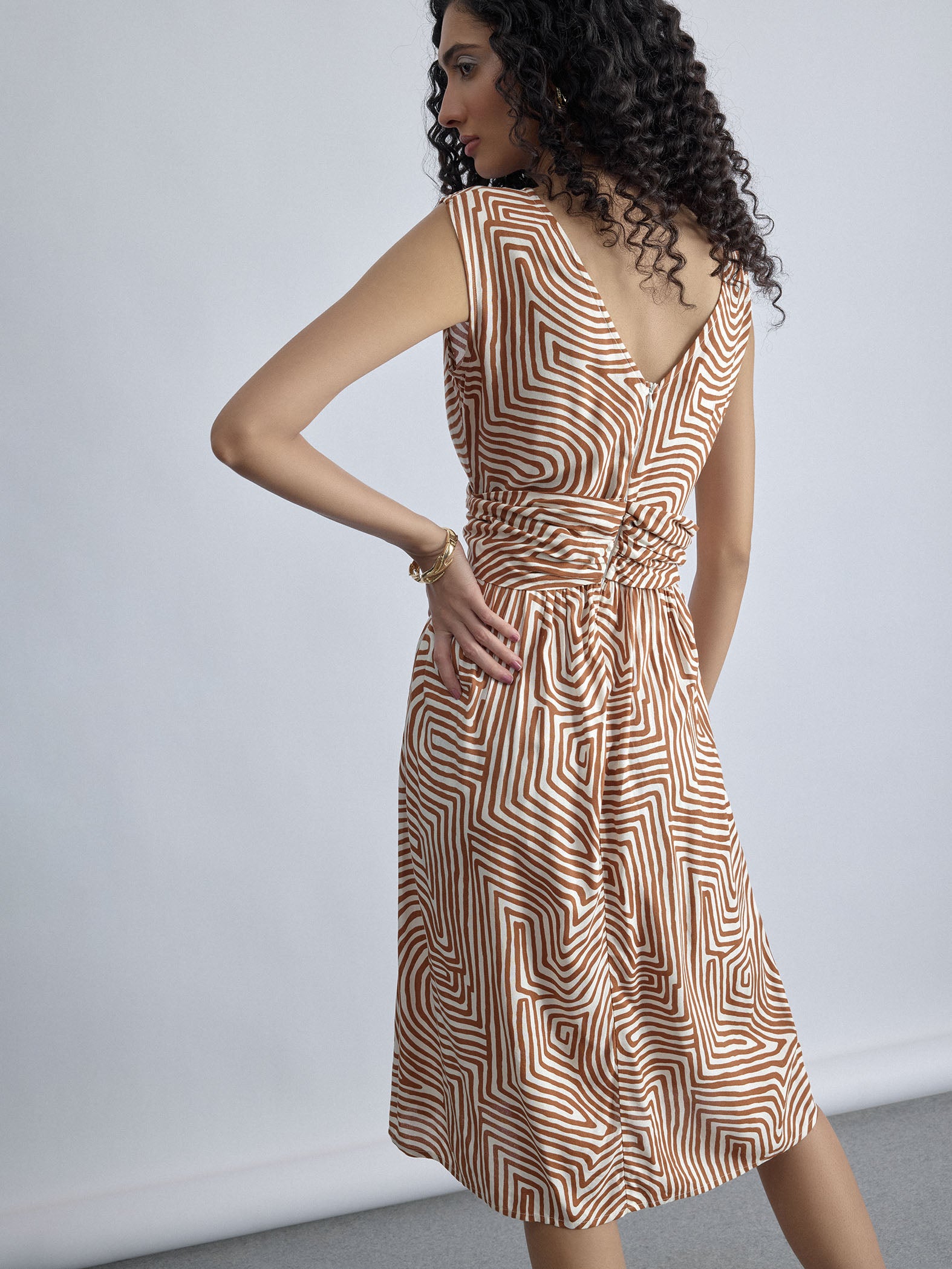 Retro Striped Twist Knot Dress