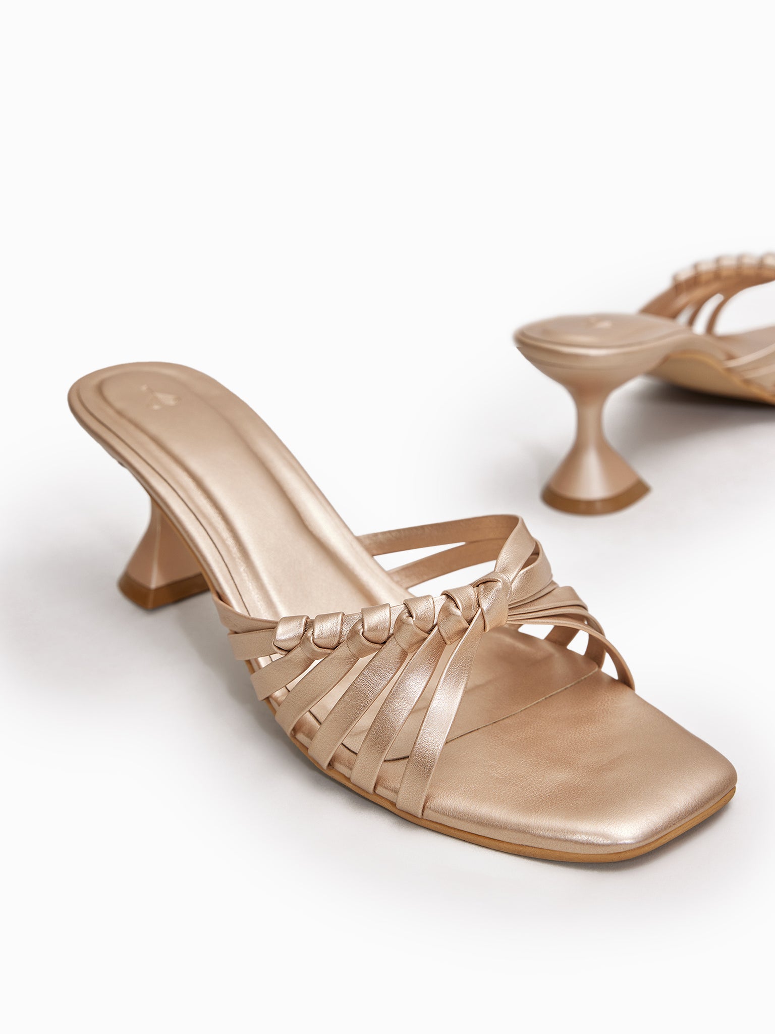 Rose Gold Strappy Spool Heels
Rose Gold Strappy Spool Heels