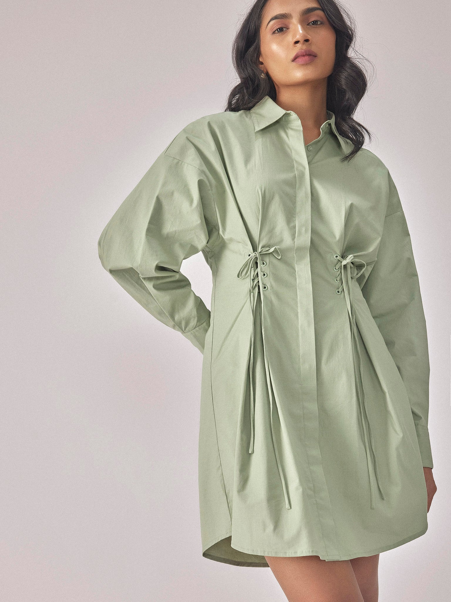Sage Darted Tie Dress 
Sage Darted Tie Dress