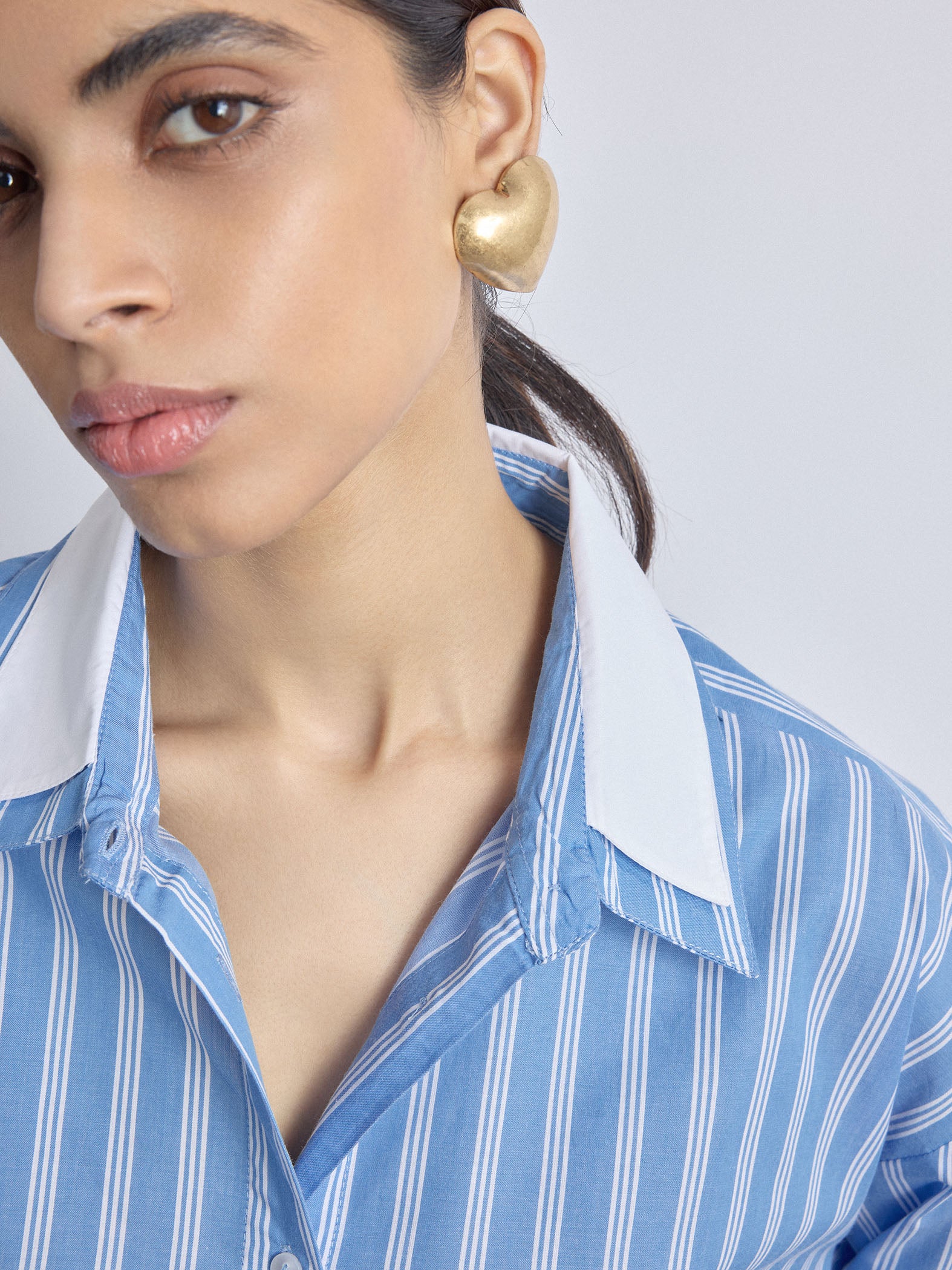 Sky Striped Double Collar Shirt
