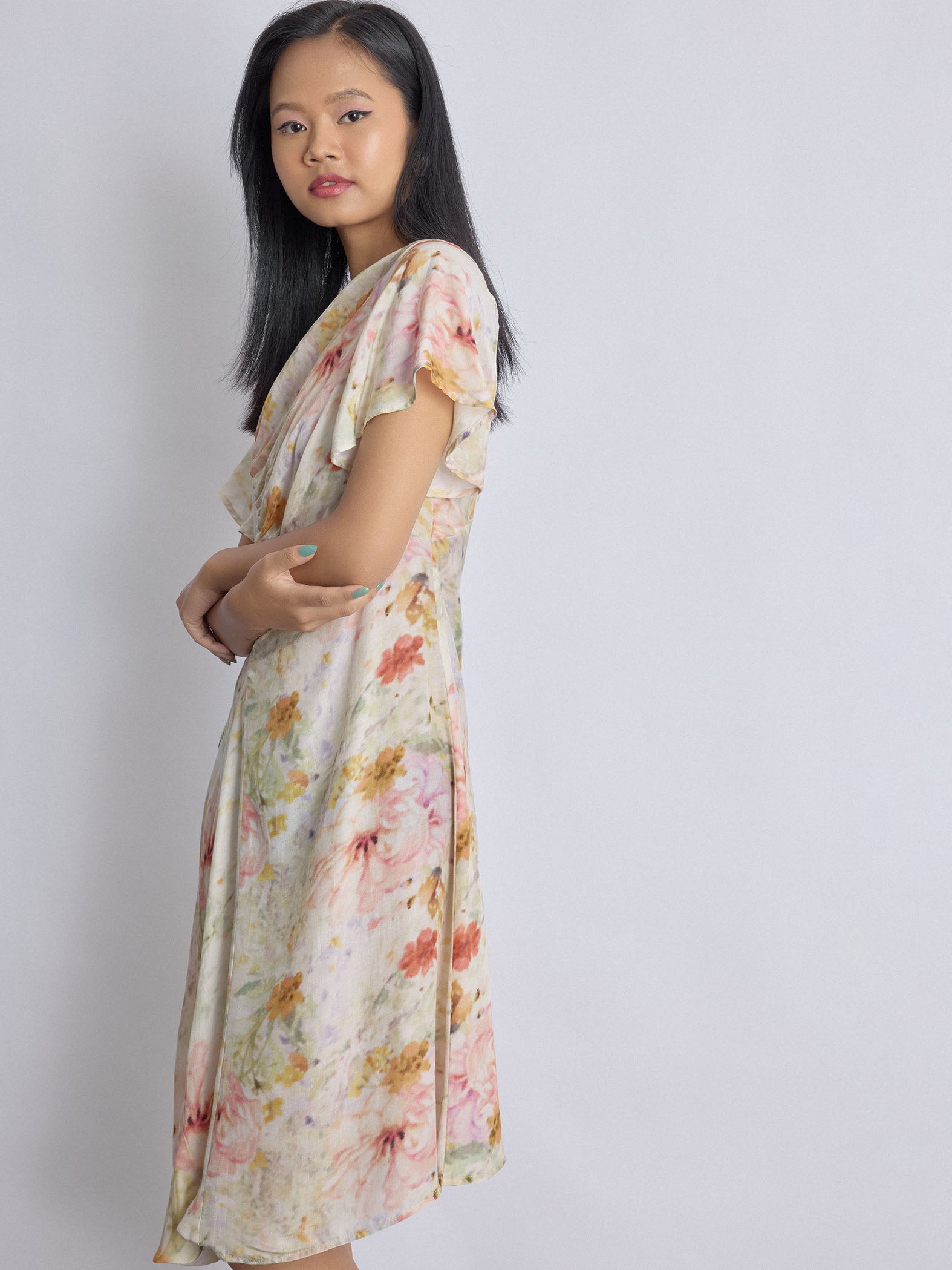 Spring Floral Asymmetric Dress