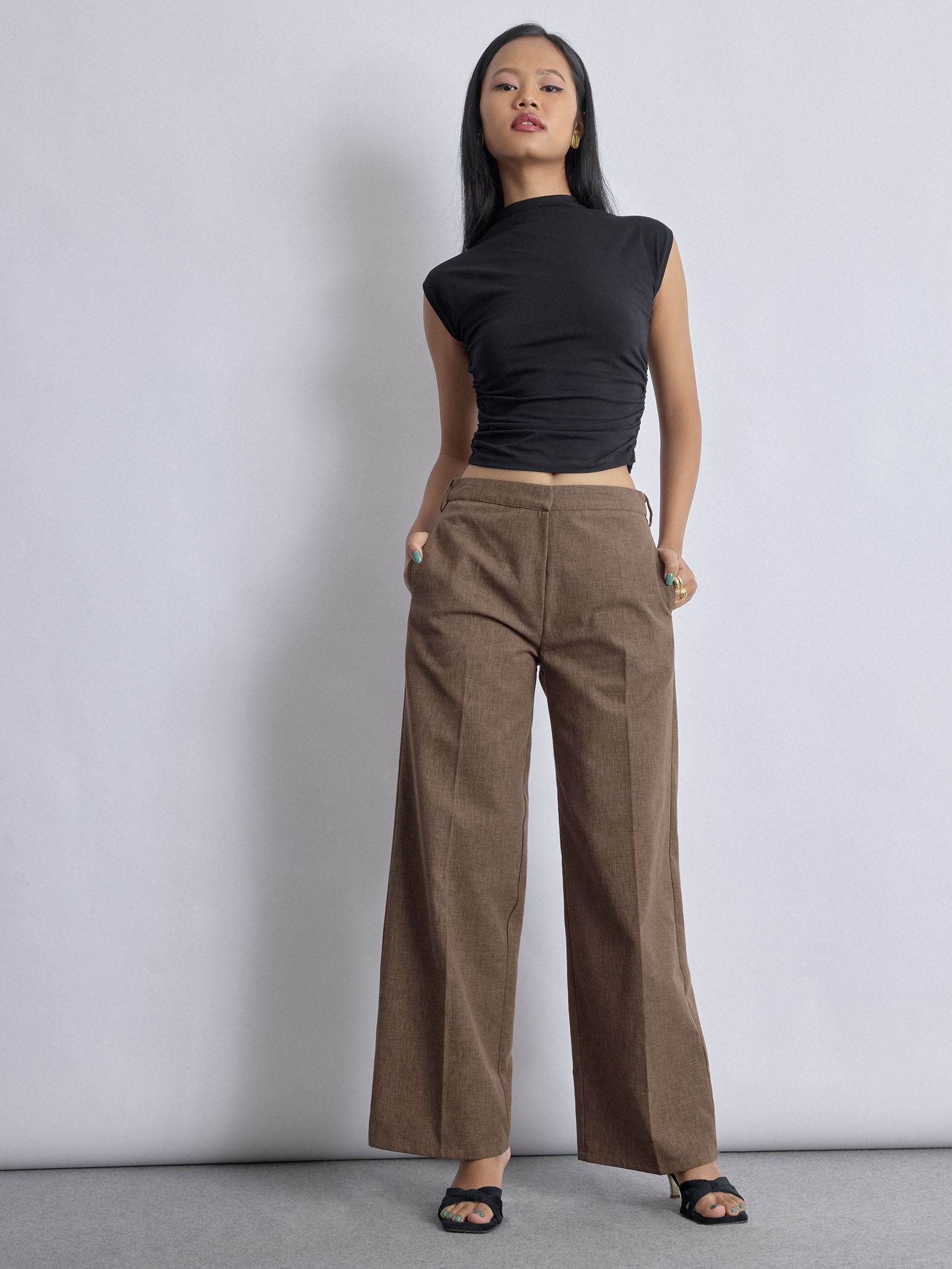 Walnut Linen Pleated Pants