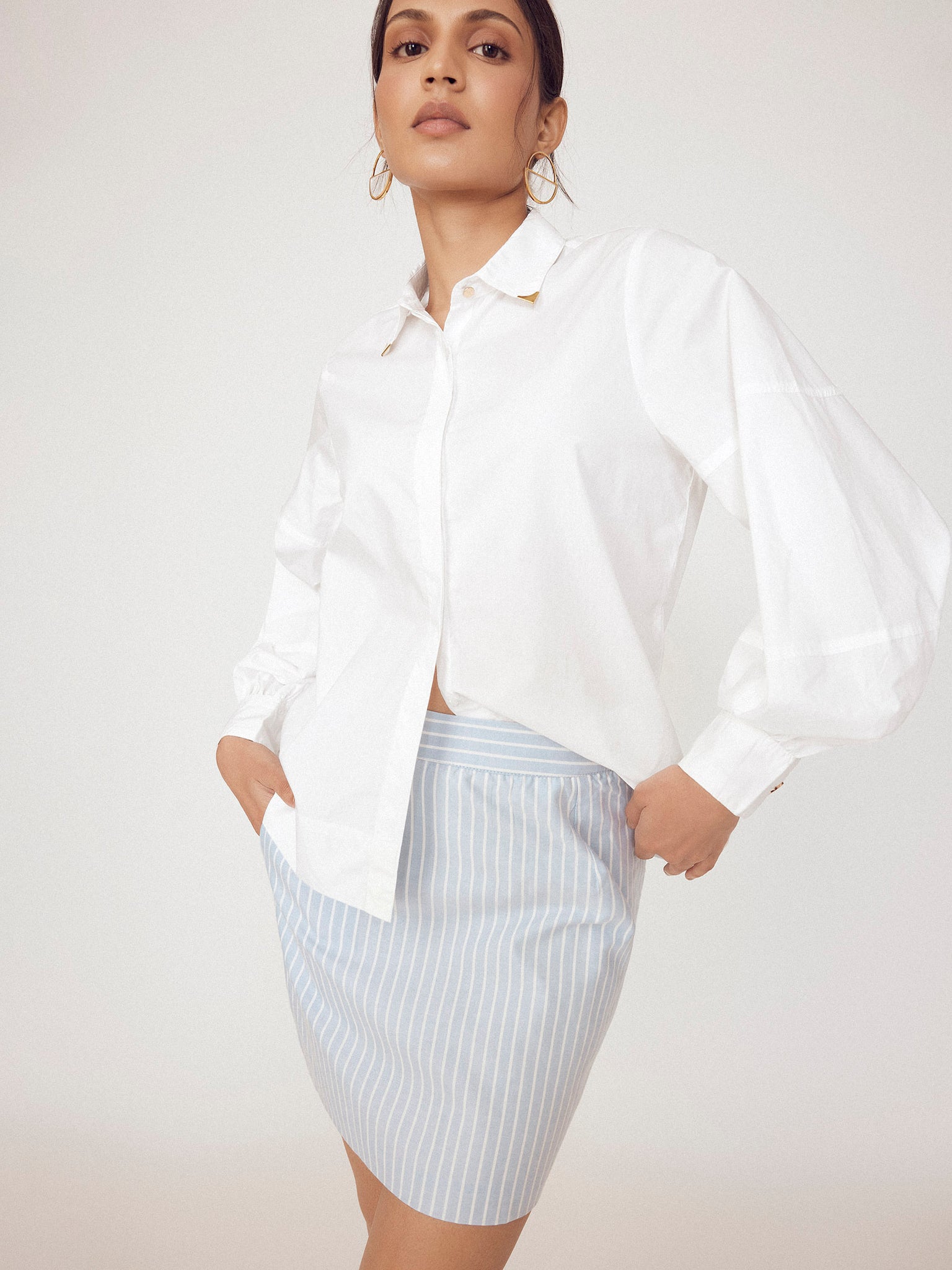 White Collar Pin Detail Shirt 
White Collar Pin Detail Shirt