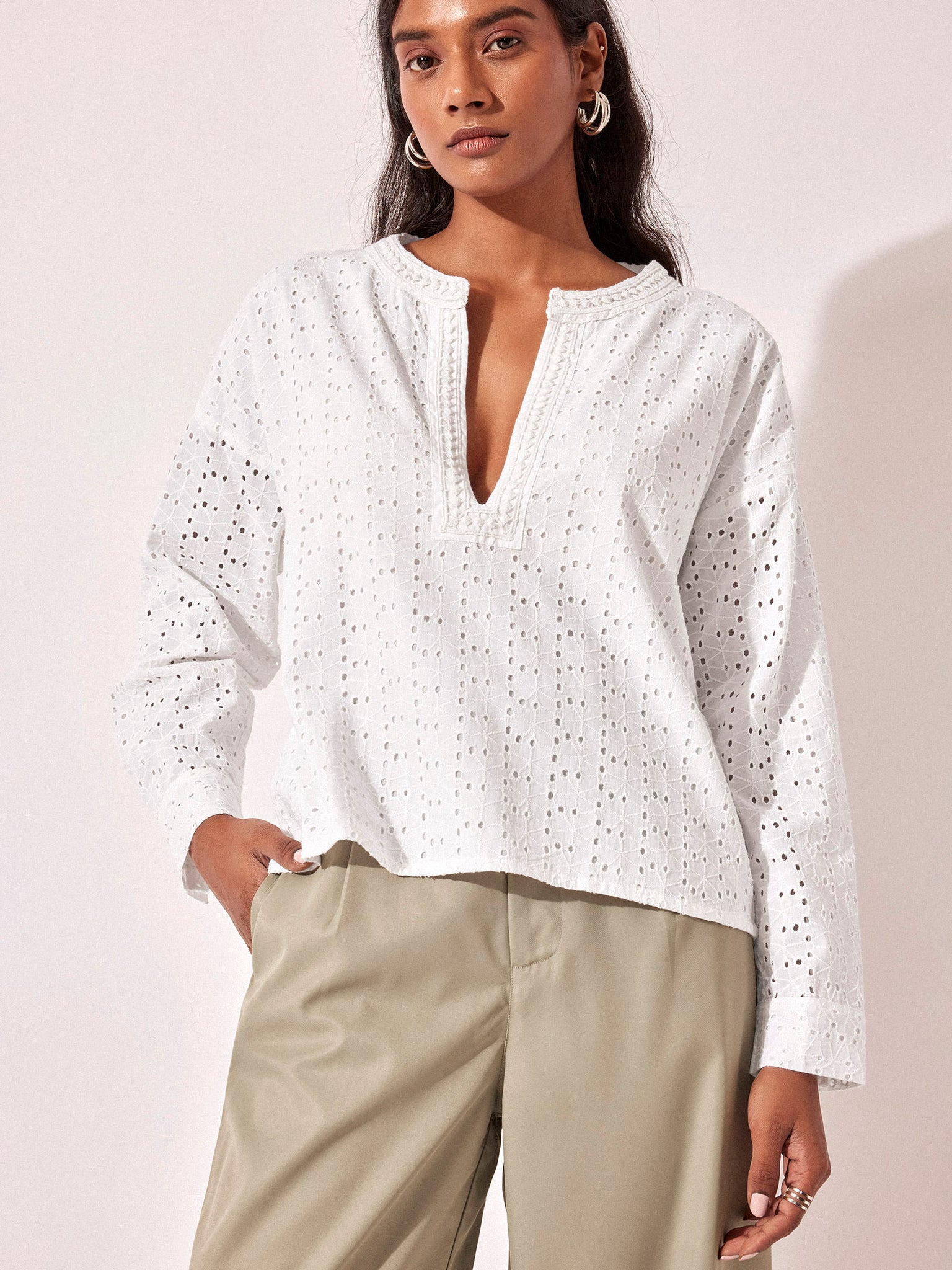 White Schiffli Lace Shirt
White Schiffli Lace Shirt