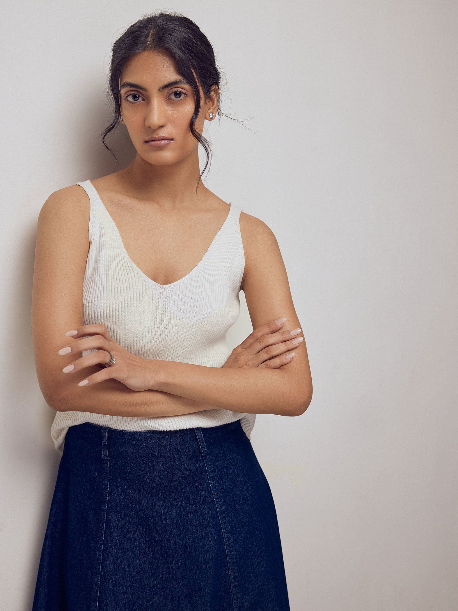 White Strappy Knit Top