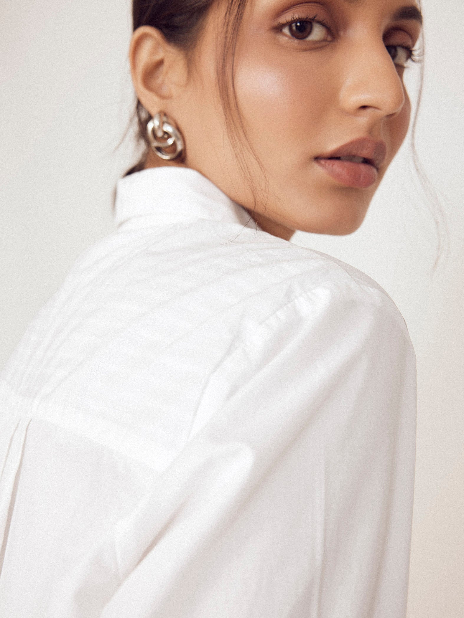 White Striped Flared Back Shirt