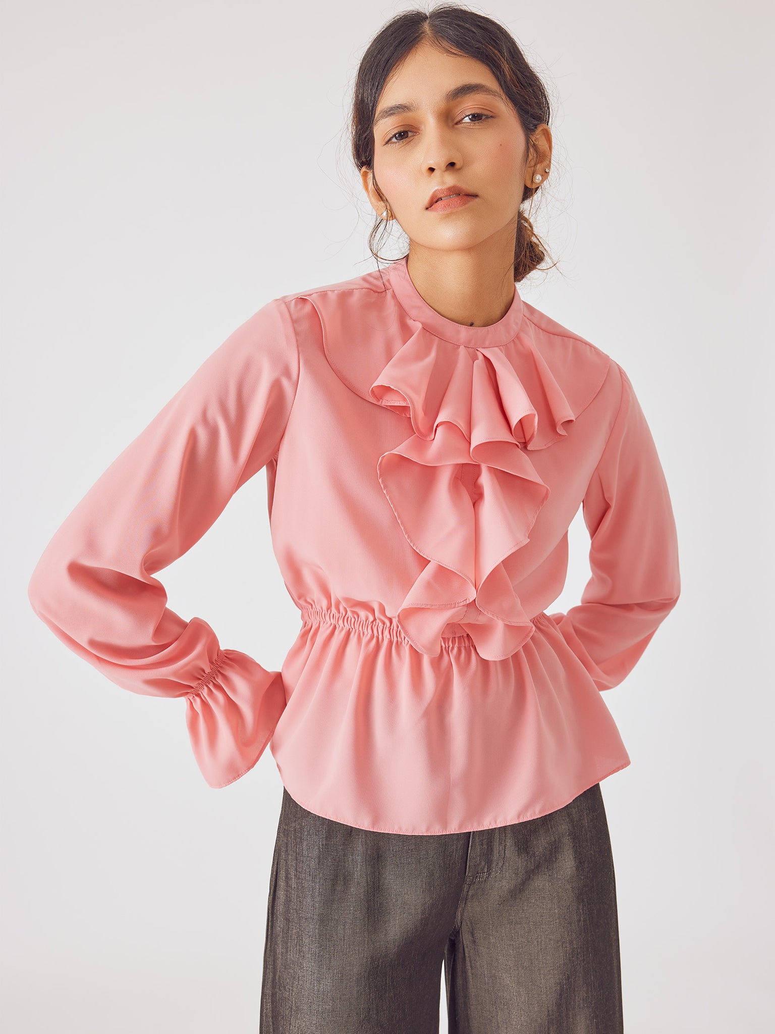 Coral Ruffle Peplum Blouse
Coral Ruffle Peplum Blouse