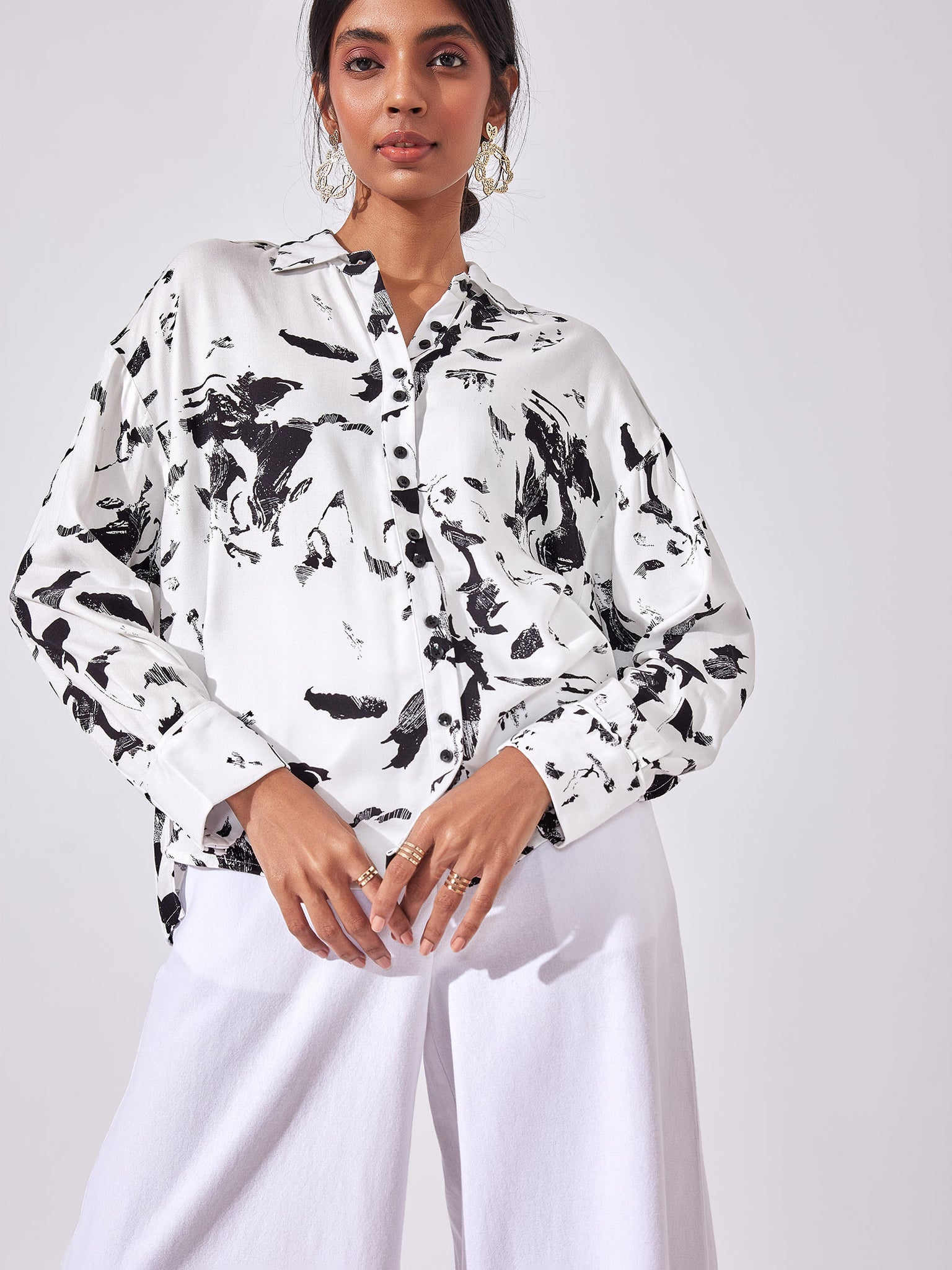 Abstract Print Oversized Shirt 
Abstract Print Oversized Shirt