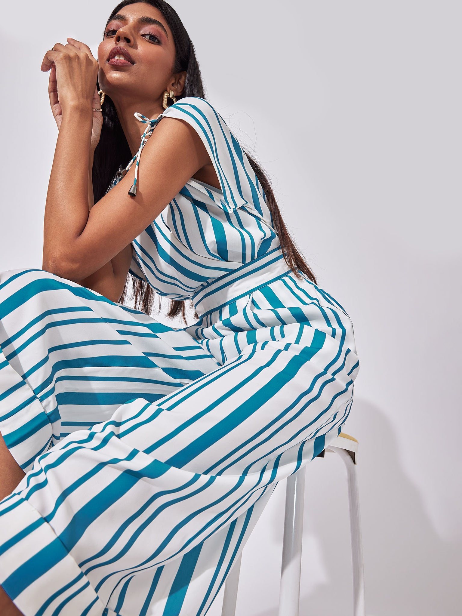 Azure Striped V Neck Jumpsuit
Azure Striped V Neck Jumpsuit