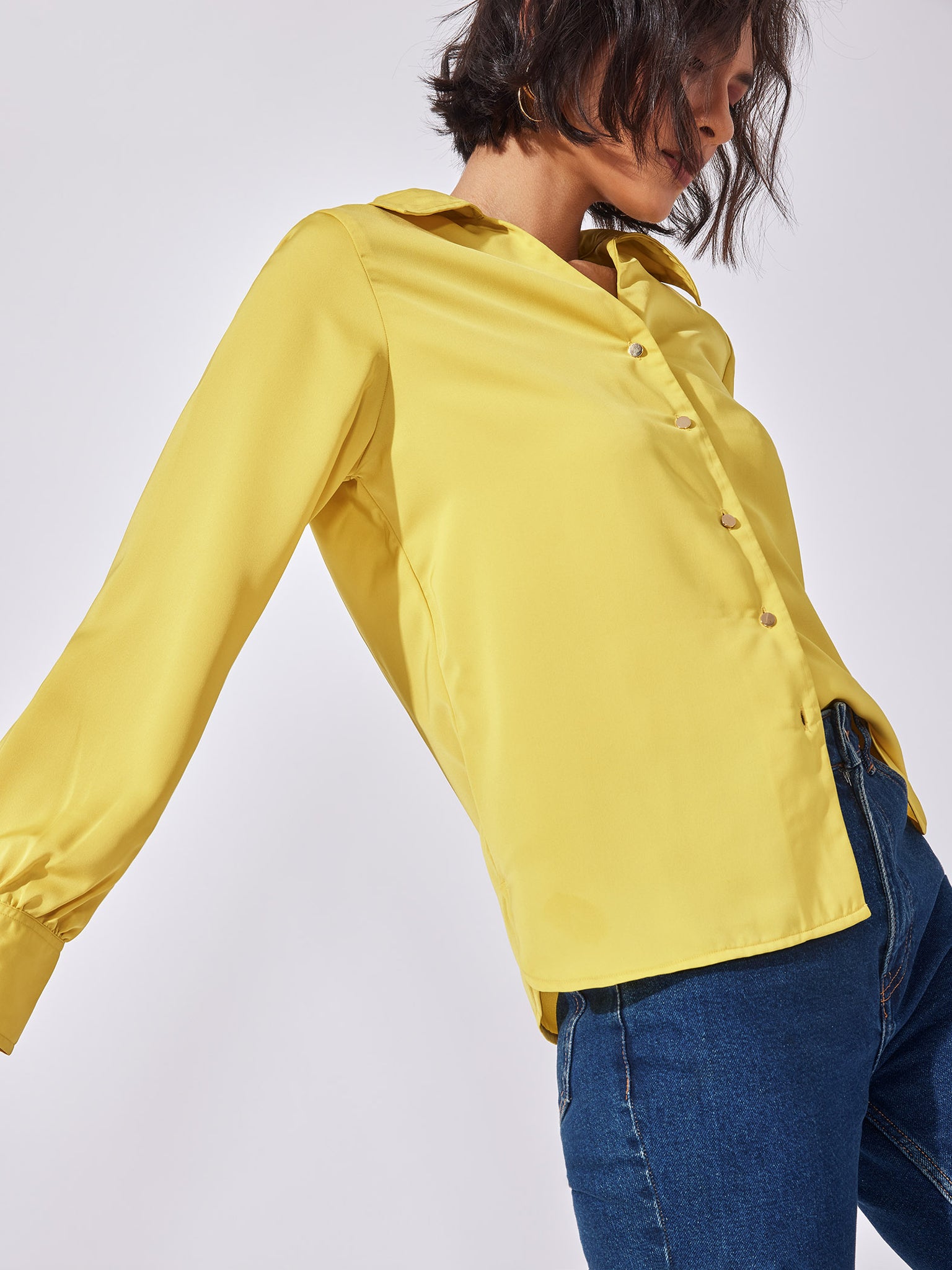 Bee Gathered Yoke Satin Shirt
Bee Gathered Yoke Satin Shirt
