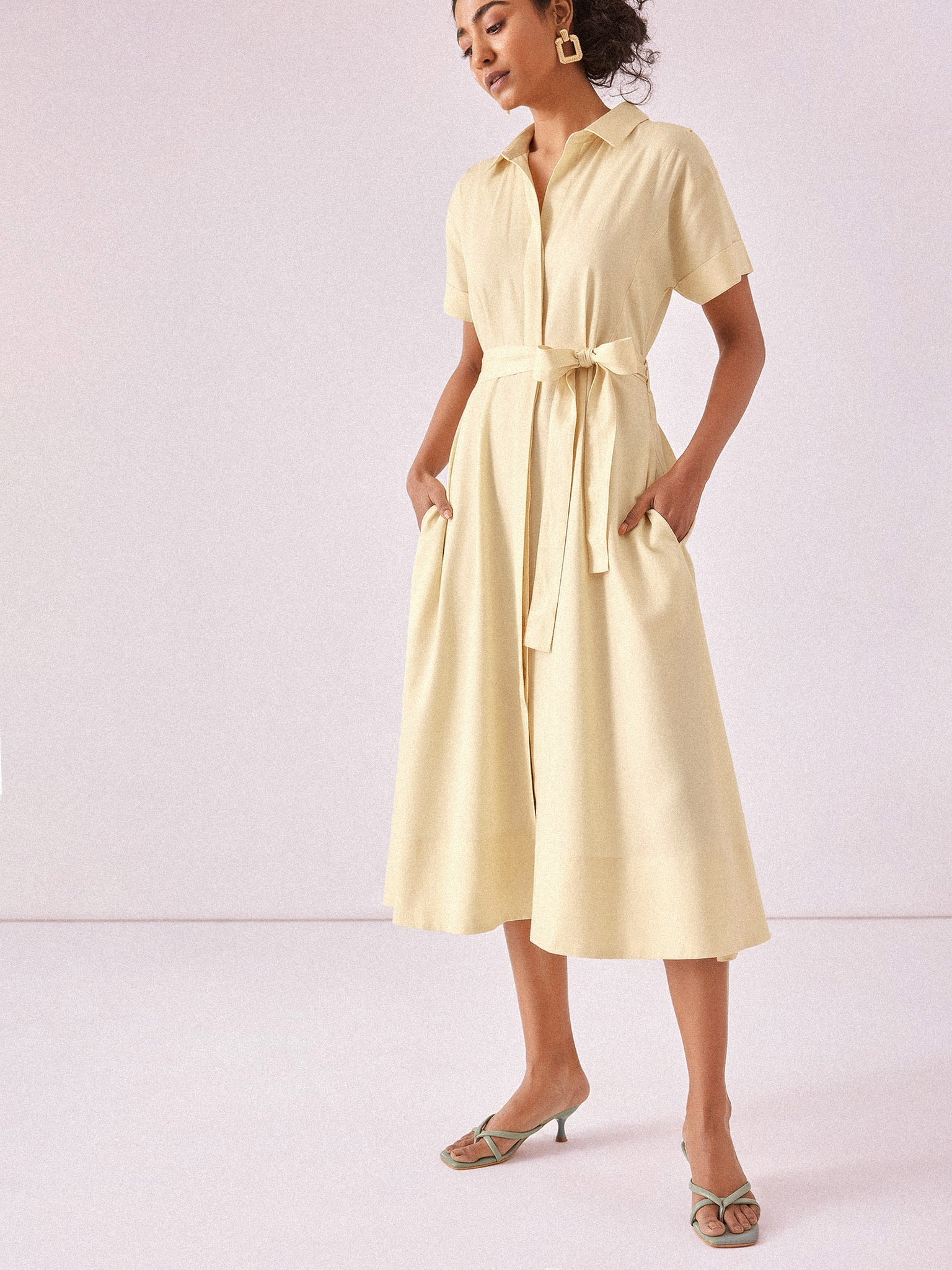 Beige Belted Midi Shirt Dress
Beige Belted Midi Shirt Dress