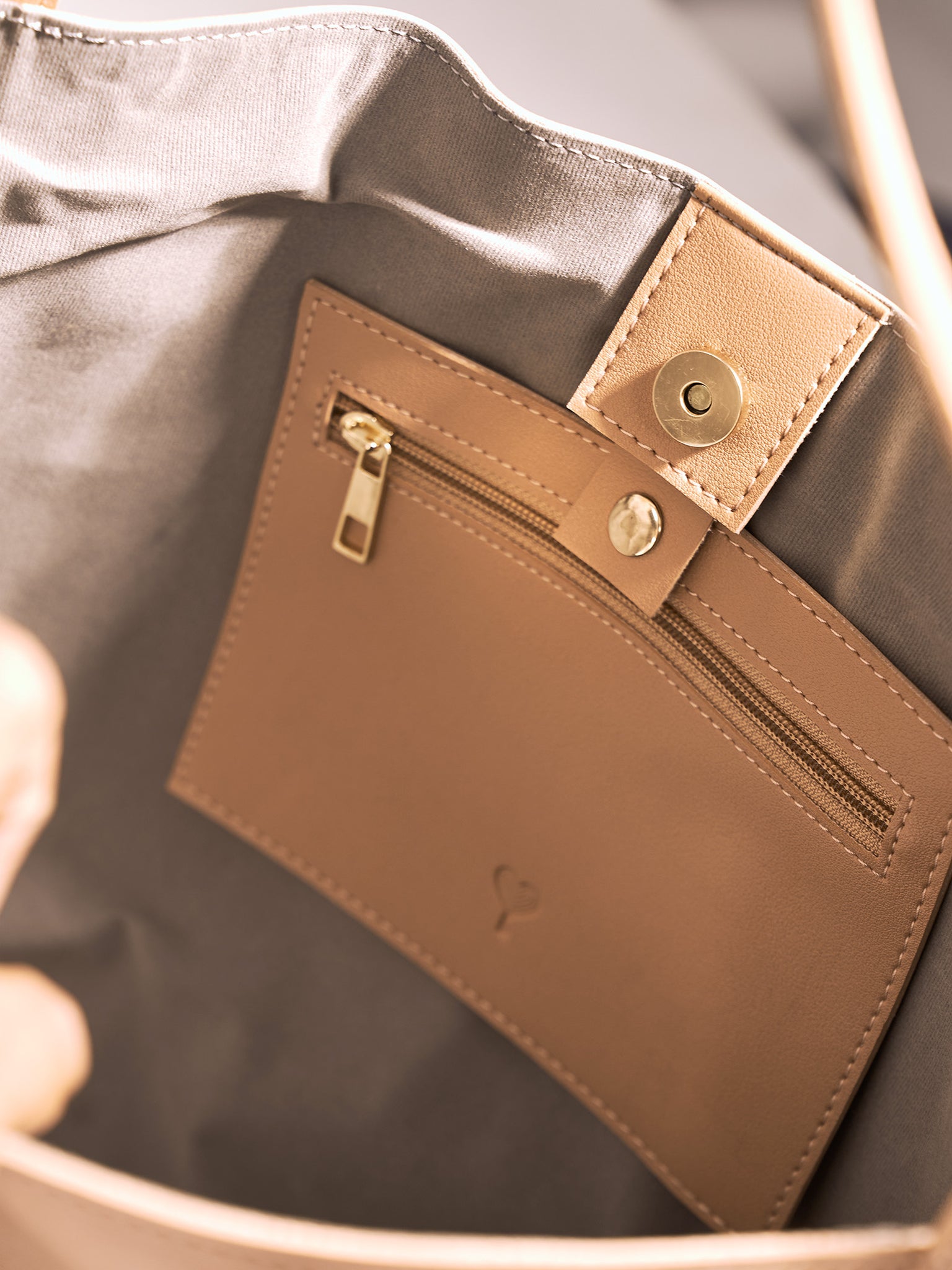 Beige Studded Handle Tote
Beige Studded Handle Tote