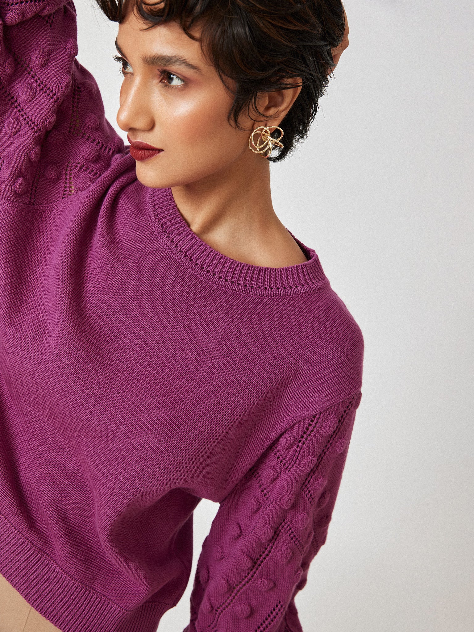 Berry Balloon Sleeve Sweater
Berry Balloon Sleeve Sweater