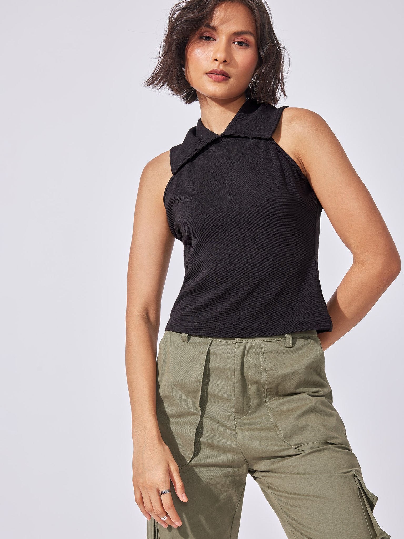 Black Halter Collared Tank
Black Halter Collared Tank