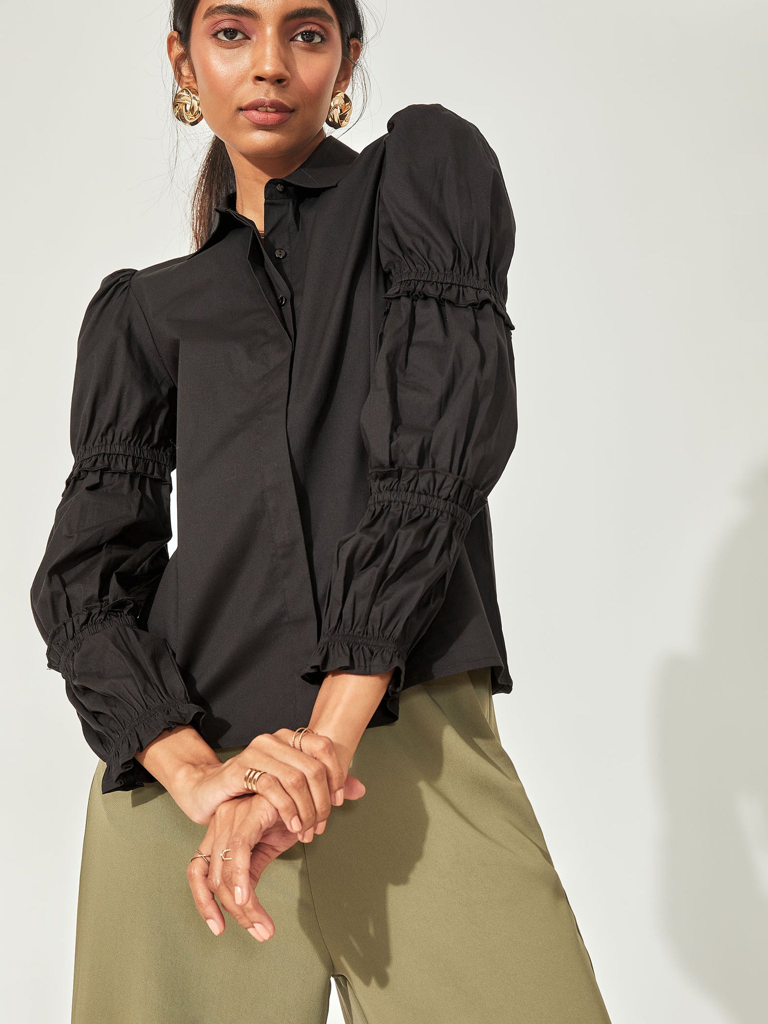 Black Ruffled Sleeve Shirt
Black Ruffled Sleeve Shirt