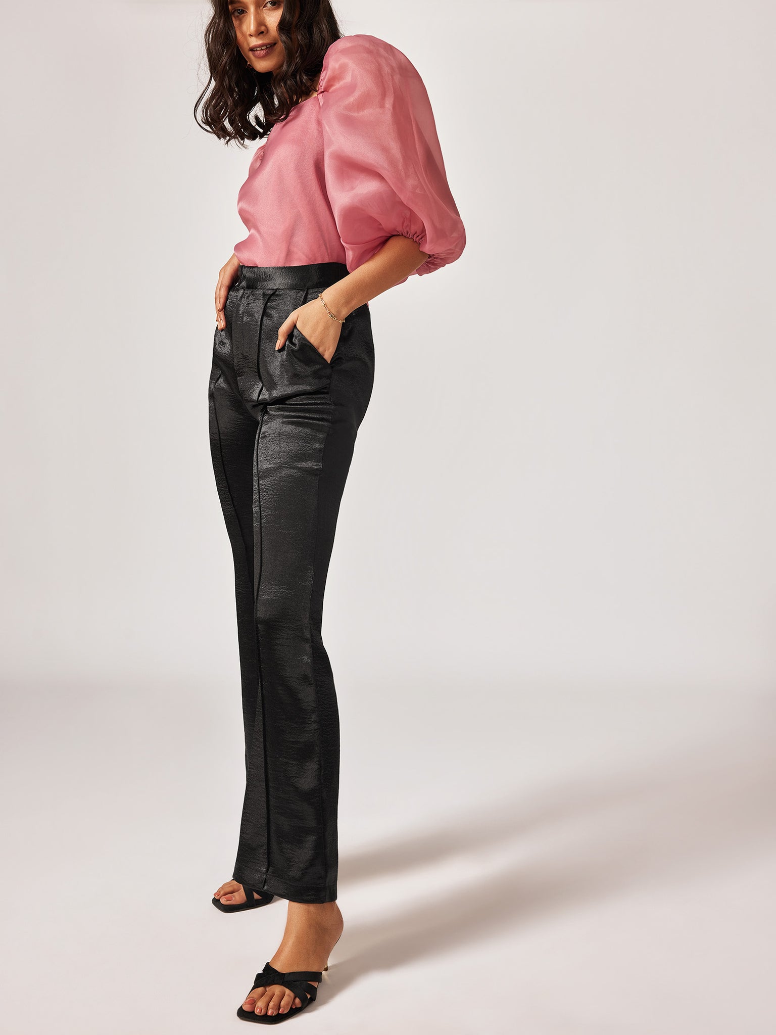 Black Satin Bootcut Pants
Black Satin Bootcut Pants