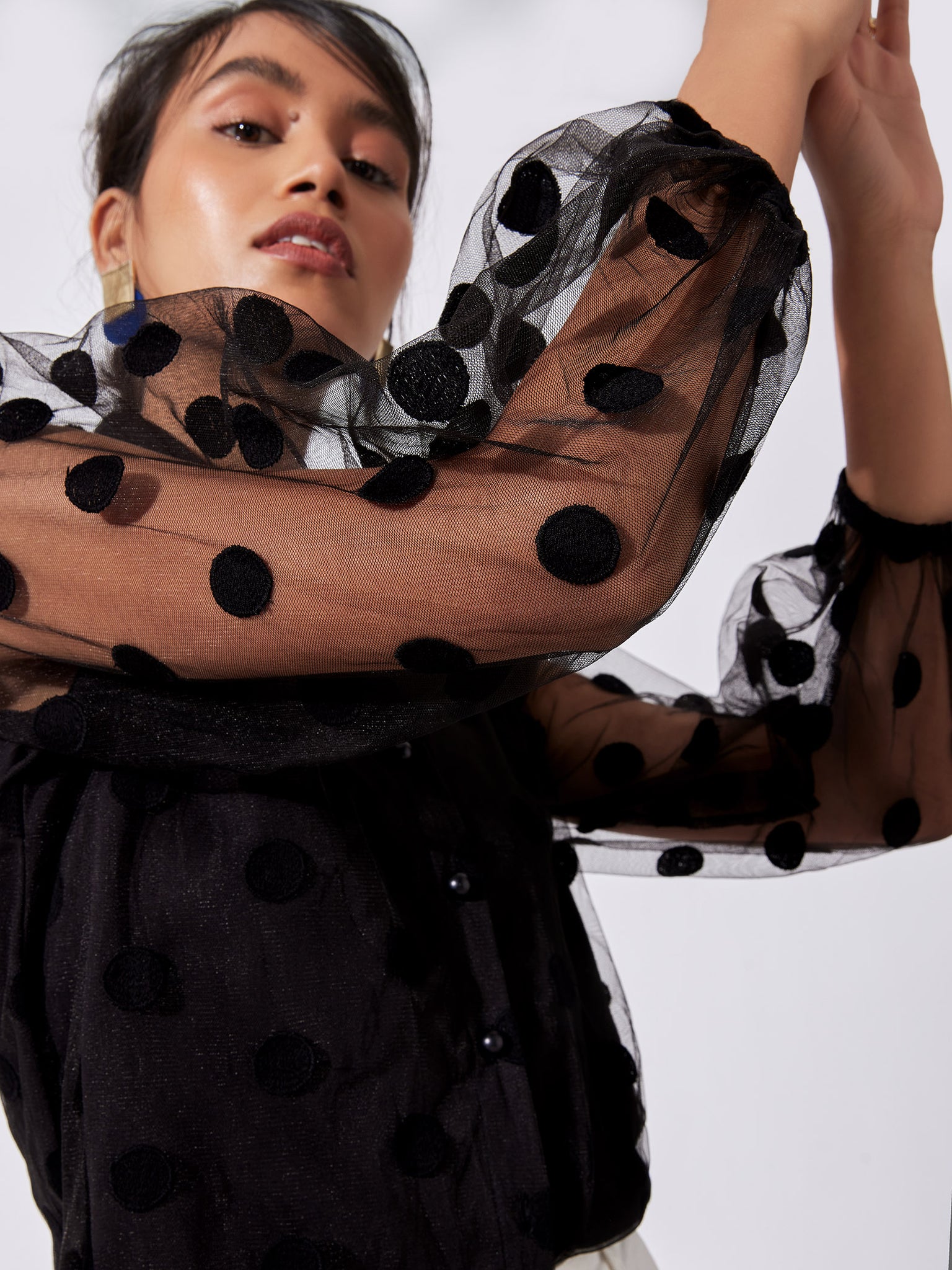 Black Sheer Polka Shirt
Black Sheer Polka Shirt