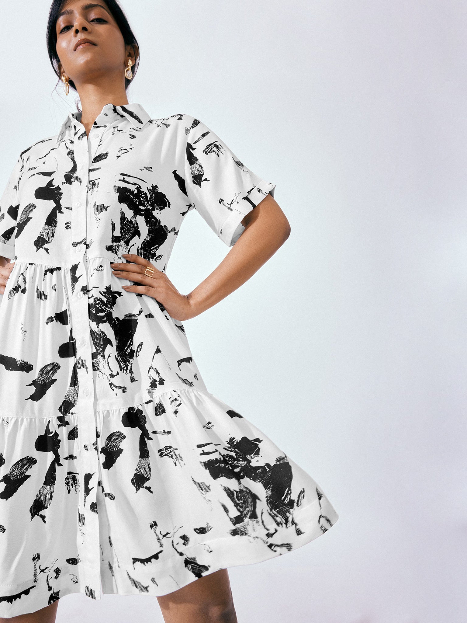 Black & White Tiered Mini Dress
Black & White Tiered Mini Dress