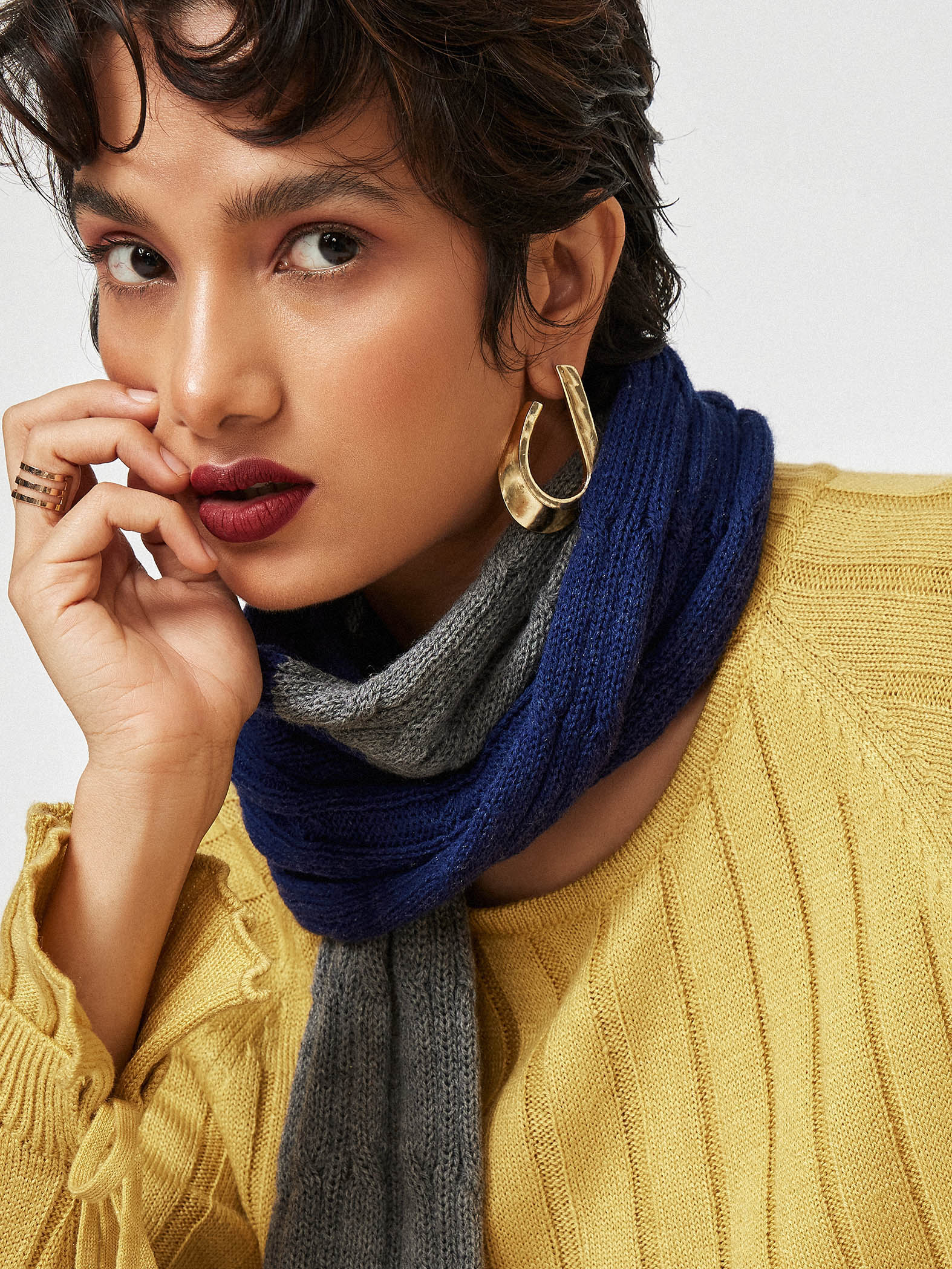 Buy Blue Colourblock Muffler Online The Label Life