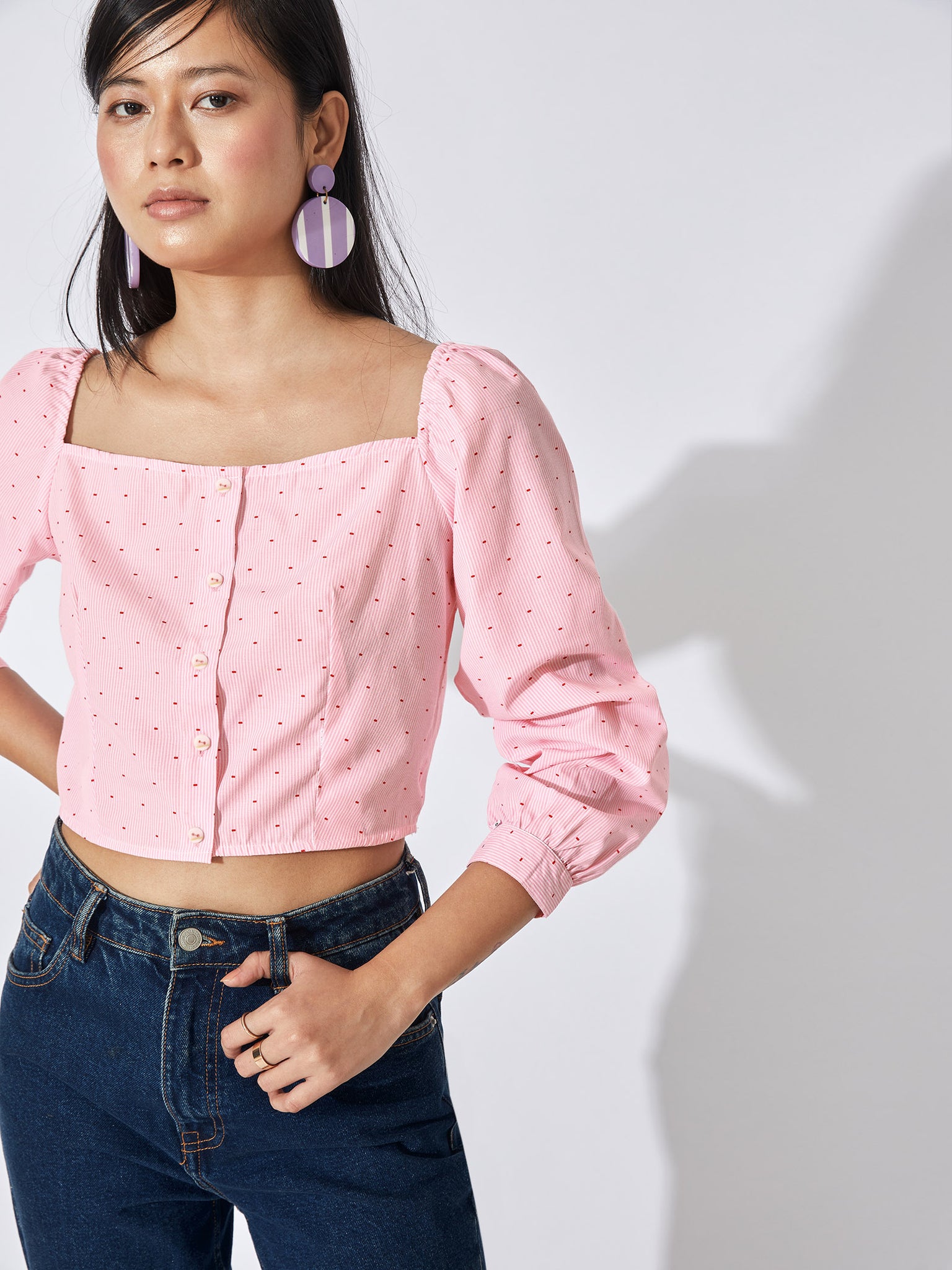 Blush Dotted Square Neck Crop Top
Blush Dotted Square Neck Crop Top