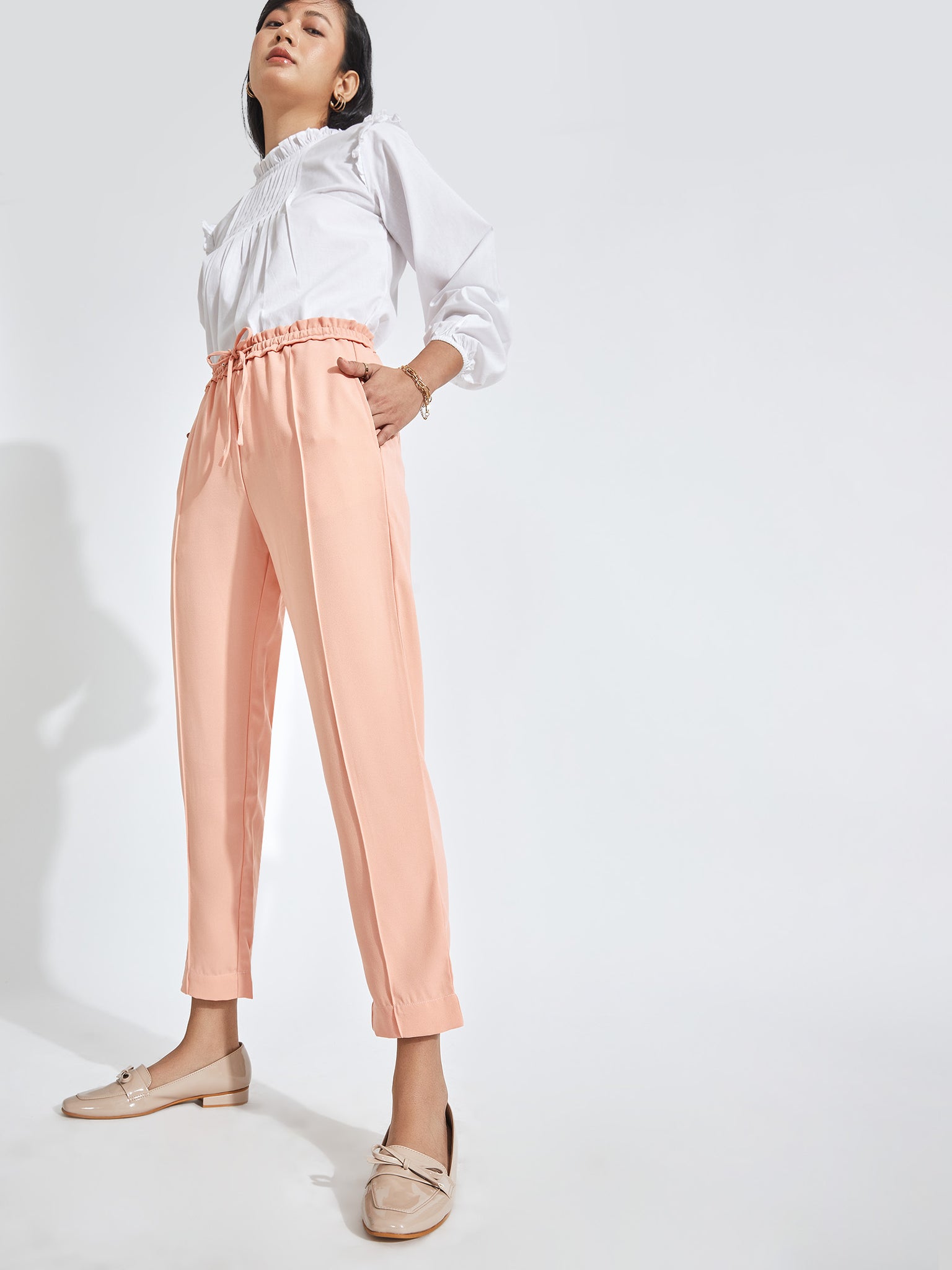 Blush Drawstring Tapered Pants
Blush Drawstring Tapered Pants