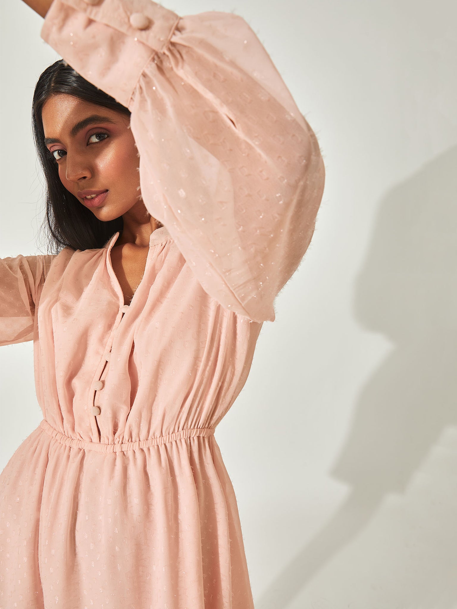 Blush Mandarin Collar Mini Dress
Blush Mandarin Collar Mini Dress