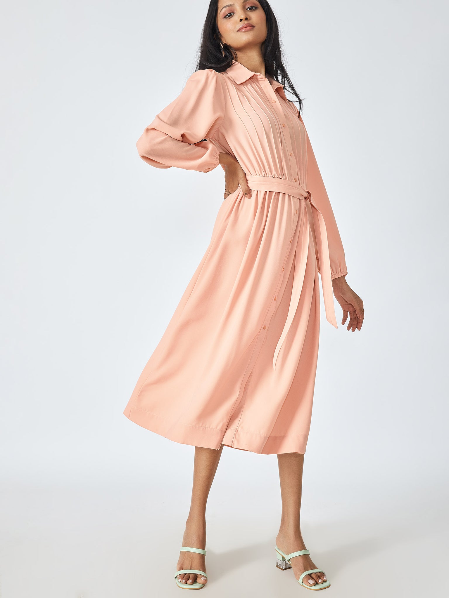 Blush Pintuck Shirt Dress 
Blush Pintuck Shirt Dress