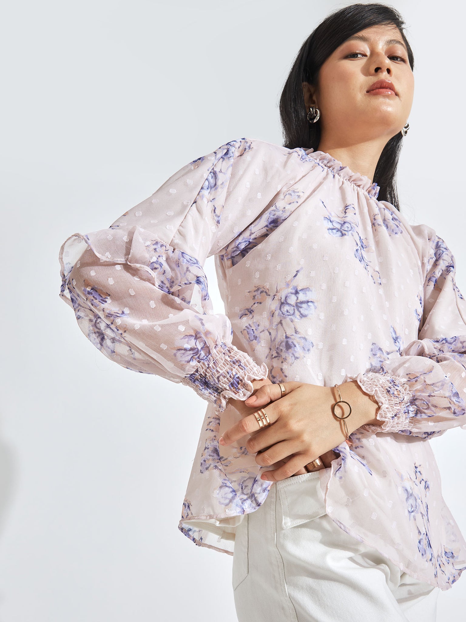 Blush Ruffled Sleeve Blouse
Blush Ruffled Sleeve Blouse