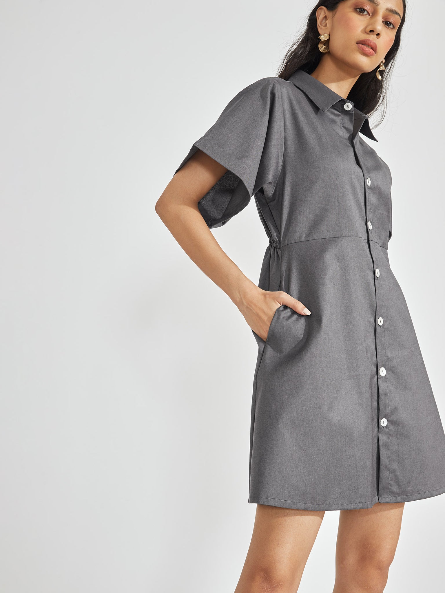 Charcoal Skater Shirt Dress
Charcoal Skater Shirt Dress