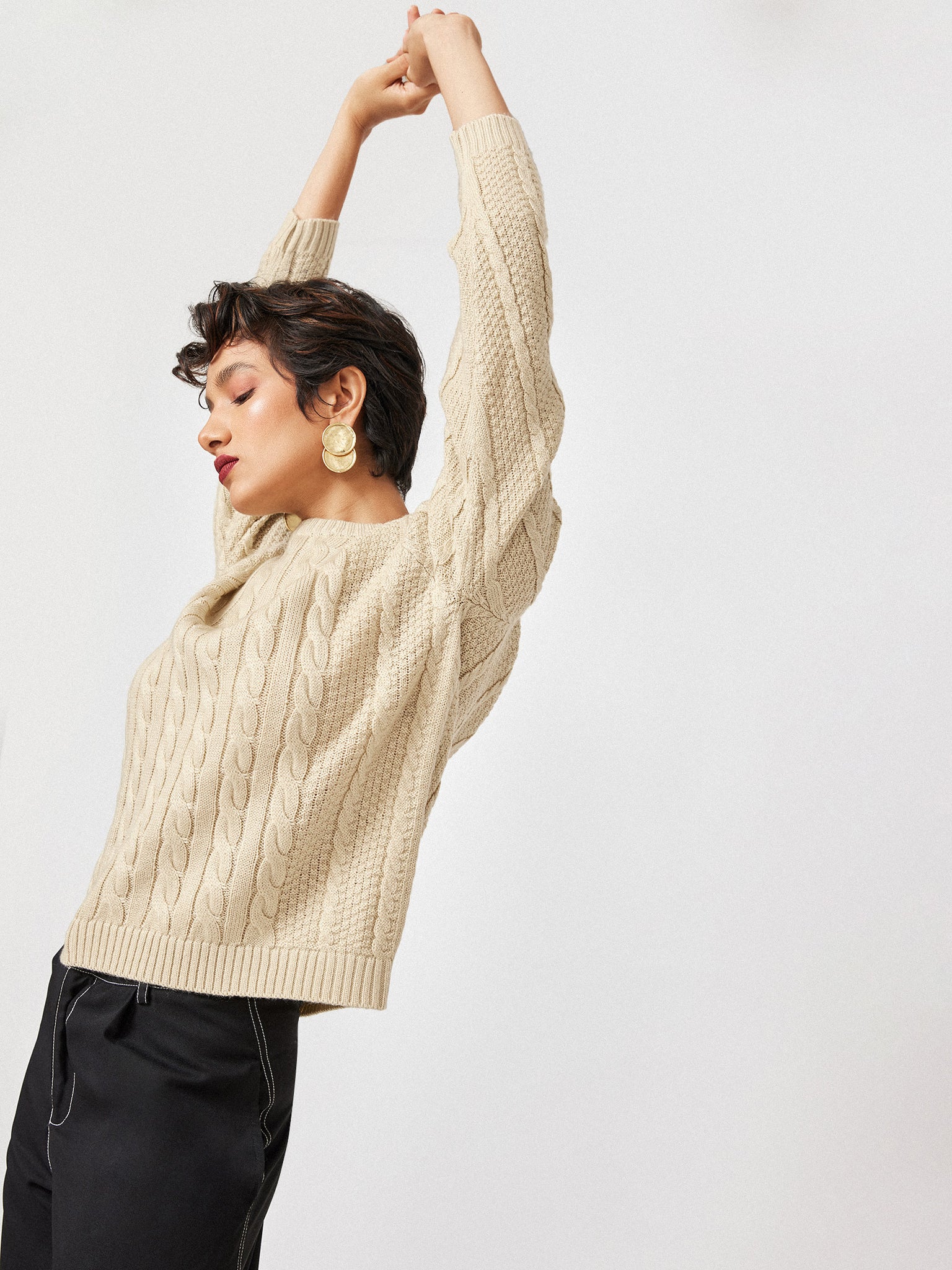 Cream Cable Knit Sweater
Cream Cable Knit Sweater