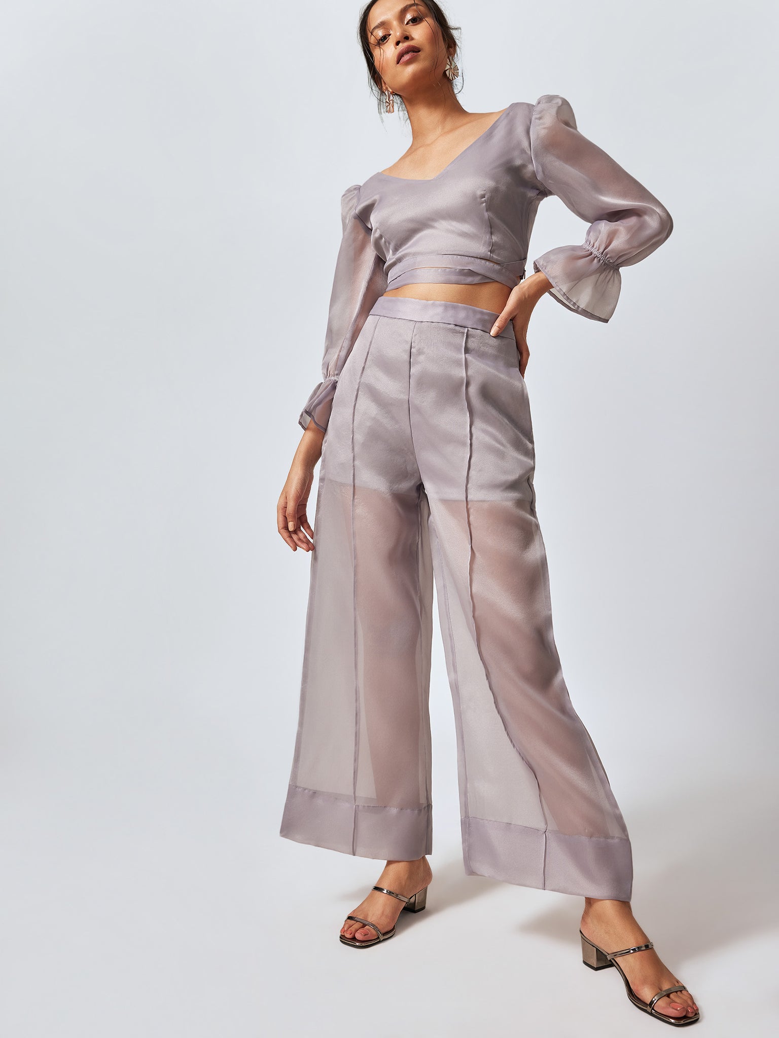 Grey Organza Wide Leg Pants
Grey Organza Wide Leg Pants