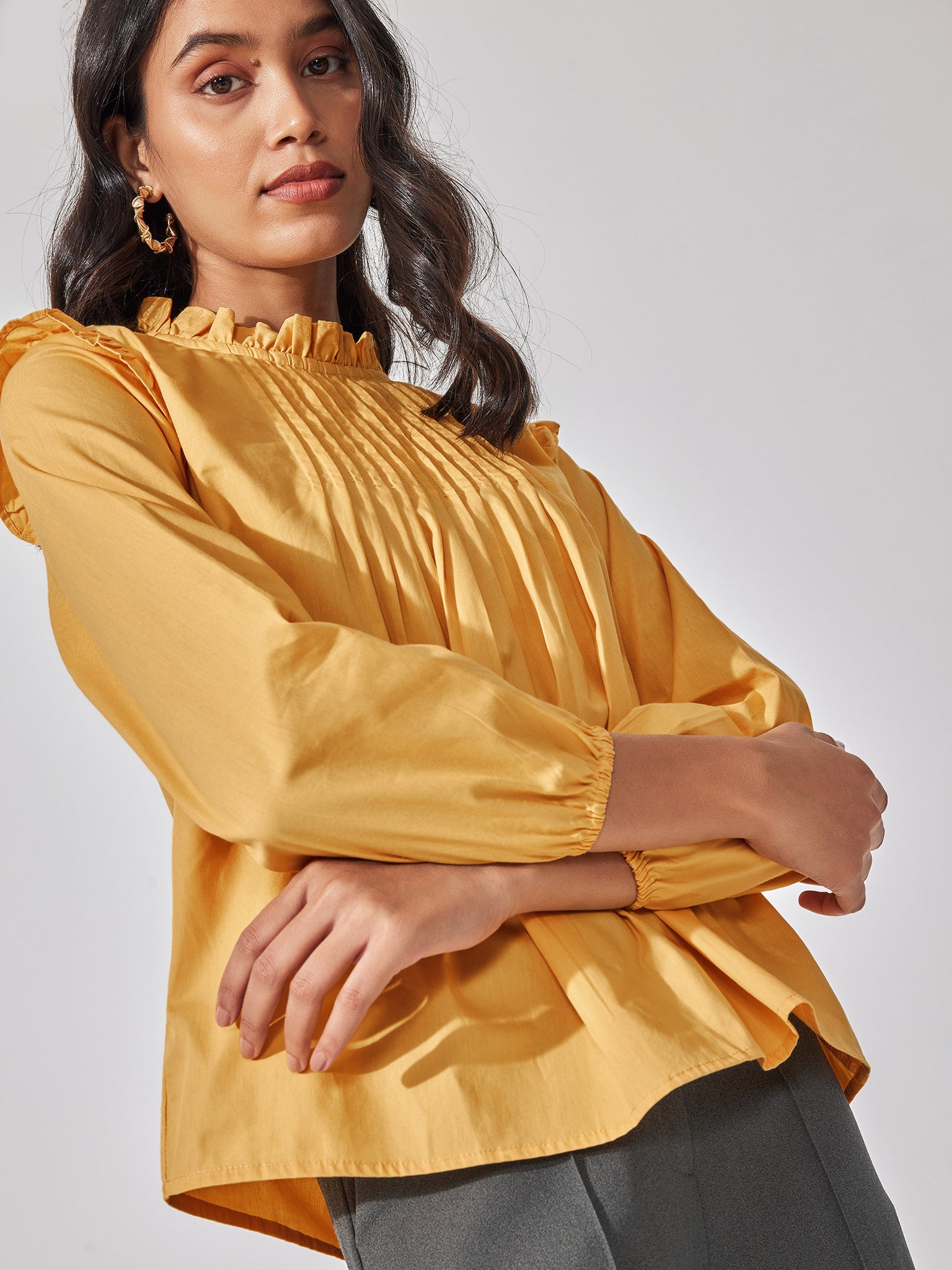 Honey Pintuck Ruffled Blouse
Honey Pintuck Ruffled Blouse